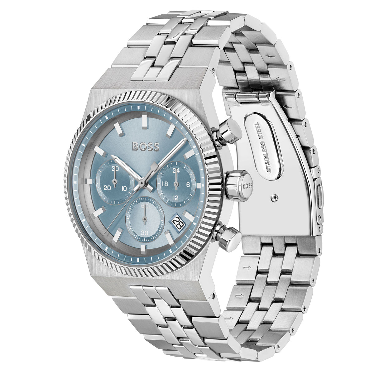 BOSS by Hugo Boss Stainless Steel Blue Dial Chronograph Men's Watch - 1514306