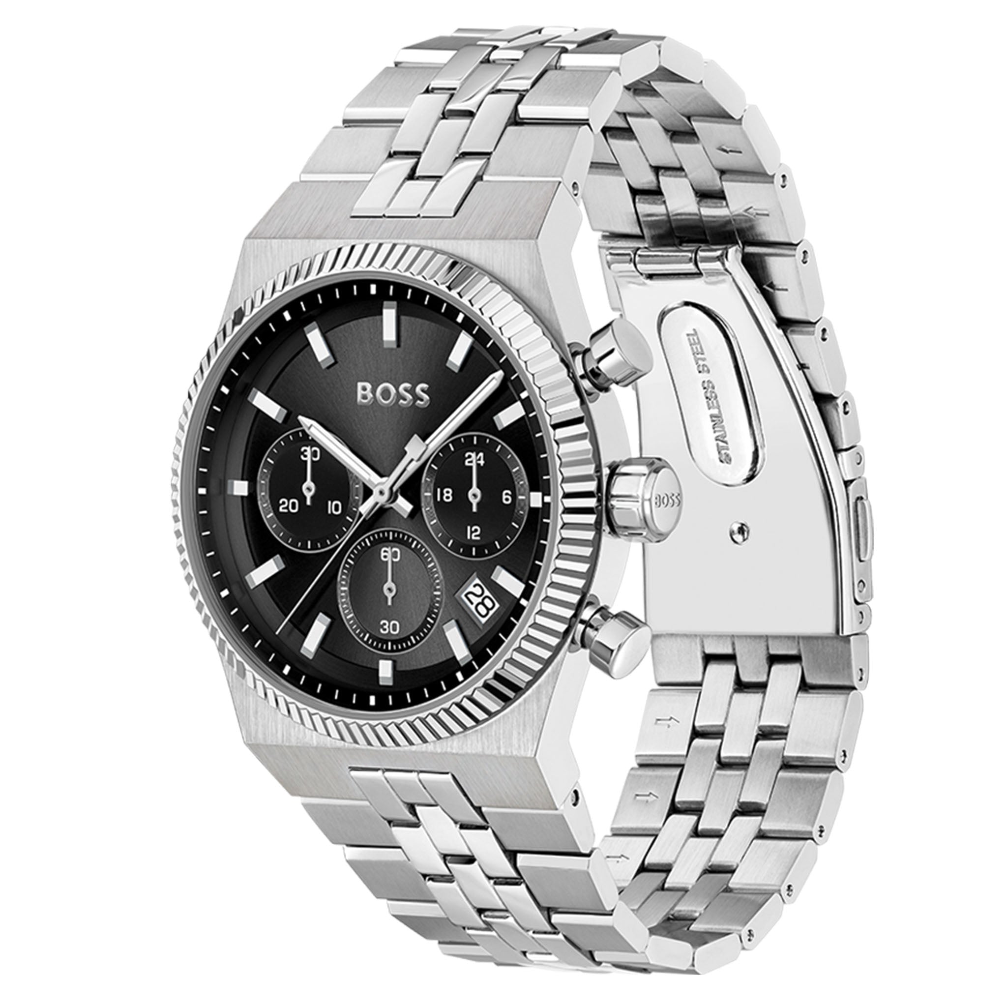 BOSS by Hugo Boss Stainless Steel Black Dial Chronograph Men's Watch - 1514307