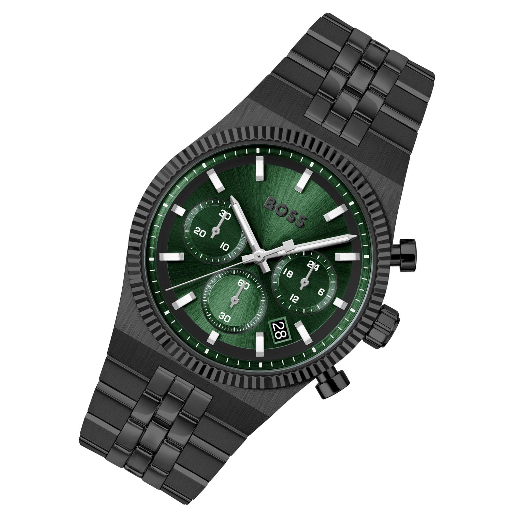 BOSS by Hugo Boss Black Steel Green Dial Chronograph Men's Watch - 1514308