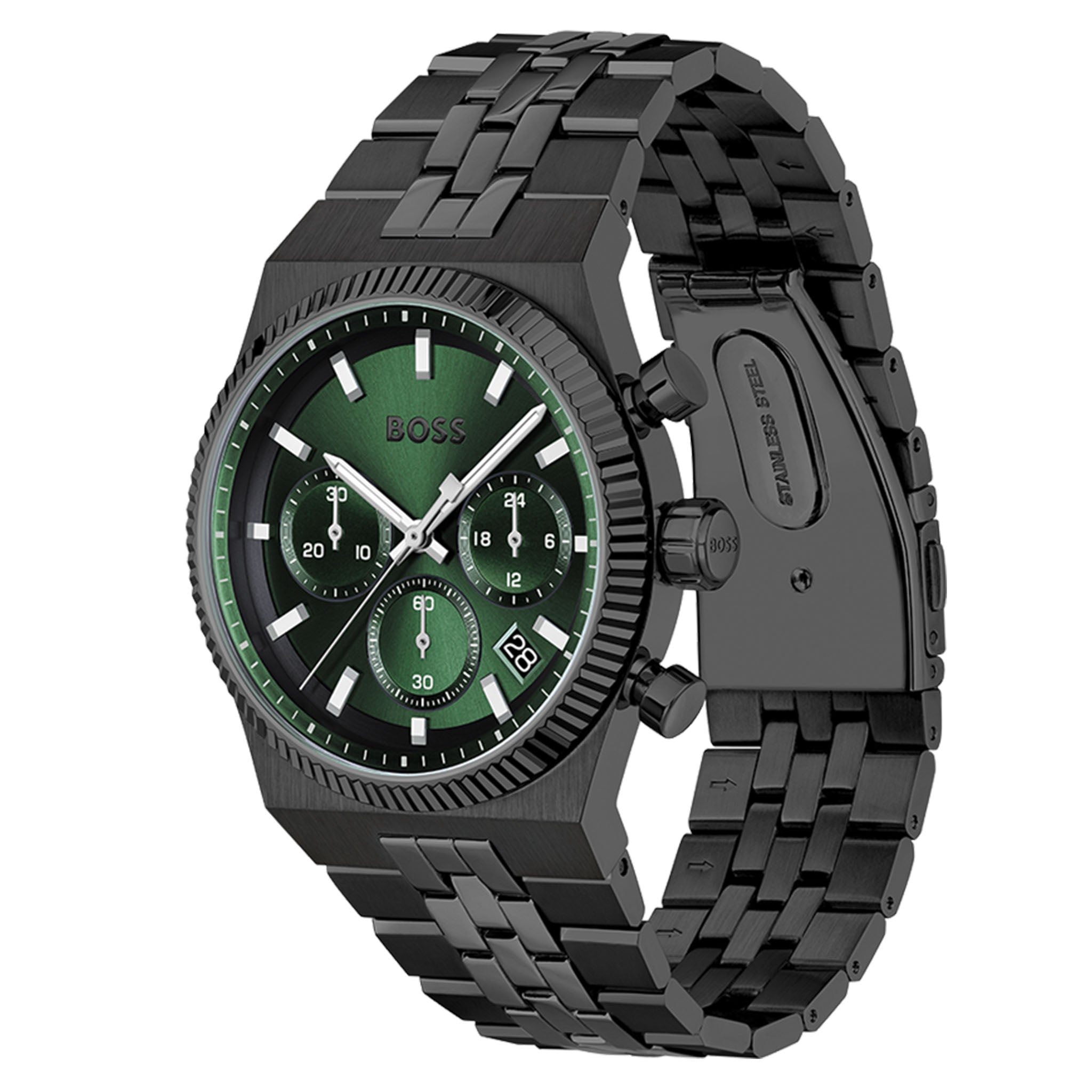 BOSS by Hugo Boss Black Steel Green Dial Chronograph Men's Watch - 1514308