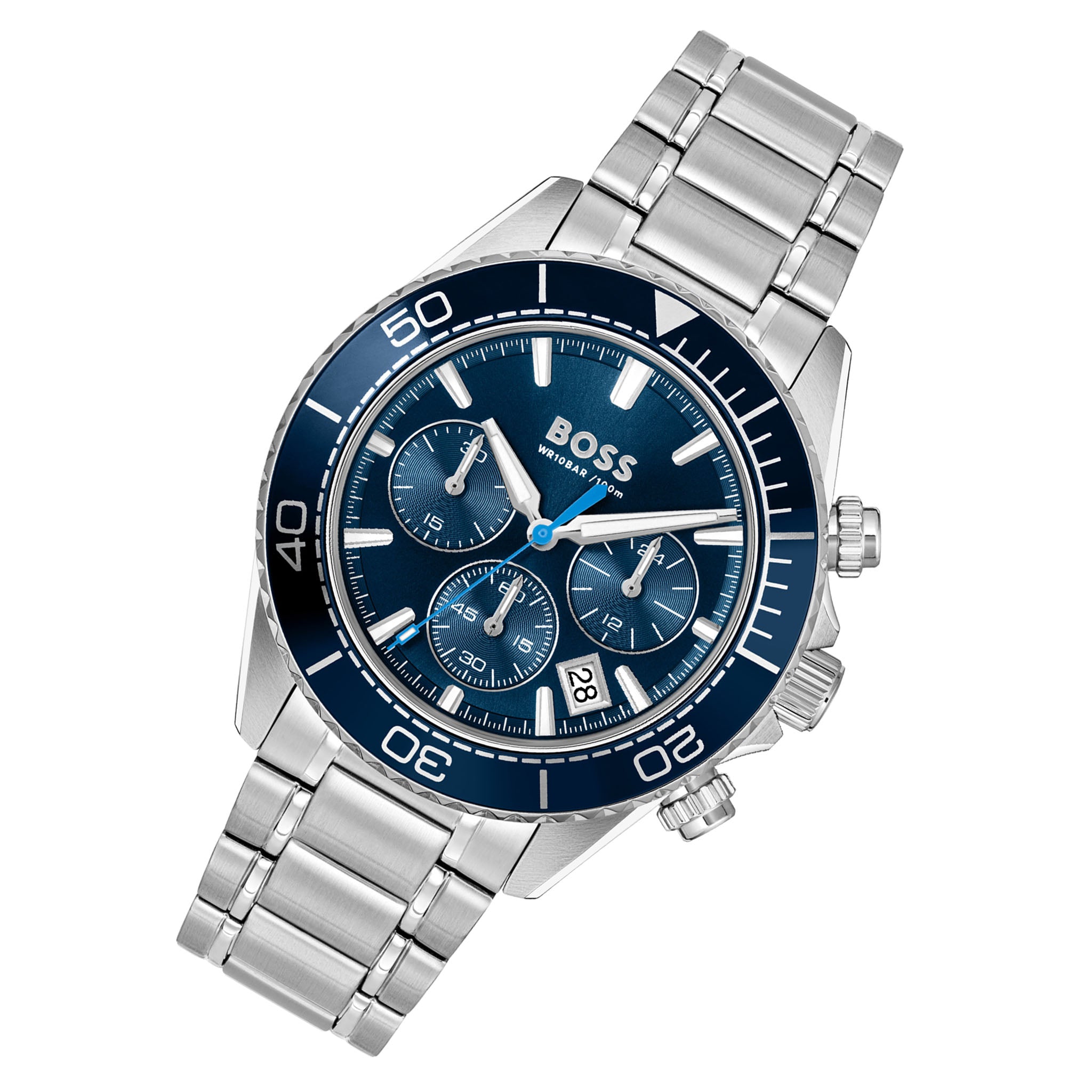 BOSS by Hugo Boss Silver Steel Blue Dial Chronograph Men's Watch - 1514322