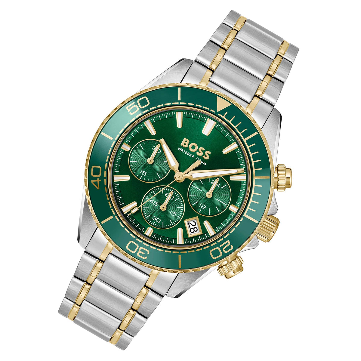 BOSS by Hugo Boss Two-Tone Steel Green Dial Chronograph Men's Watch - 1514325