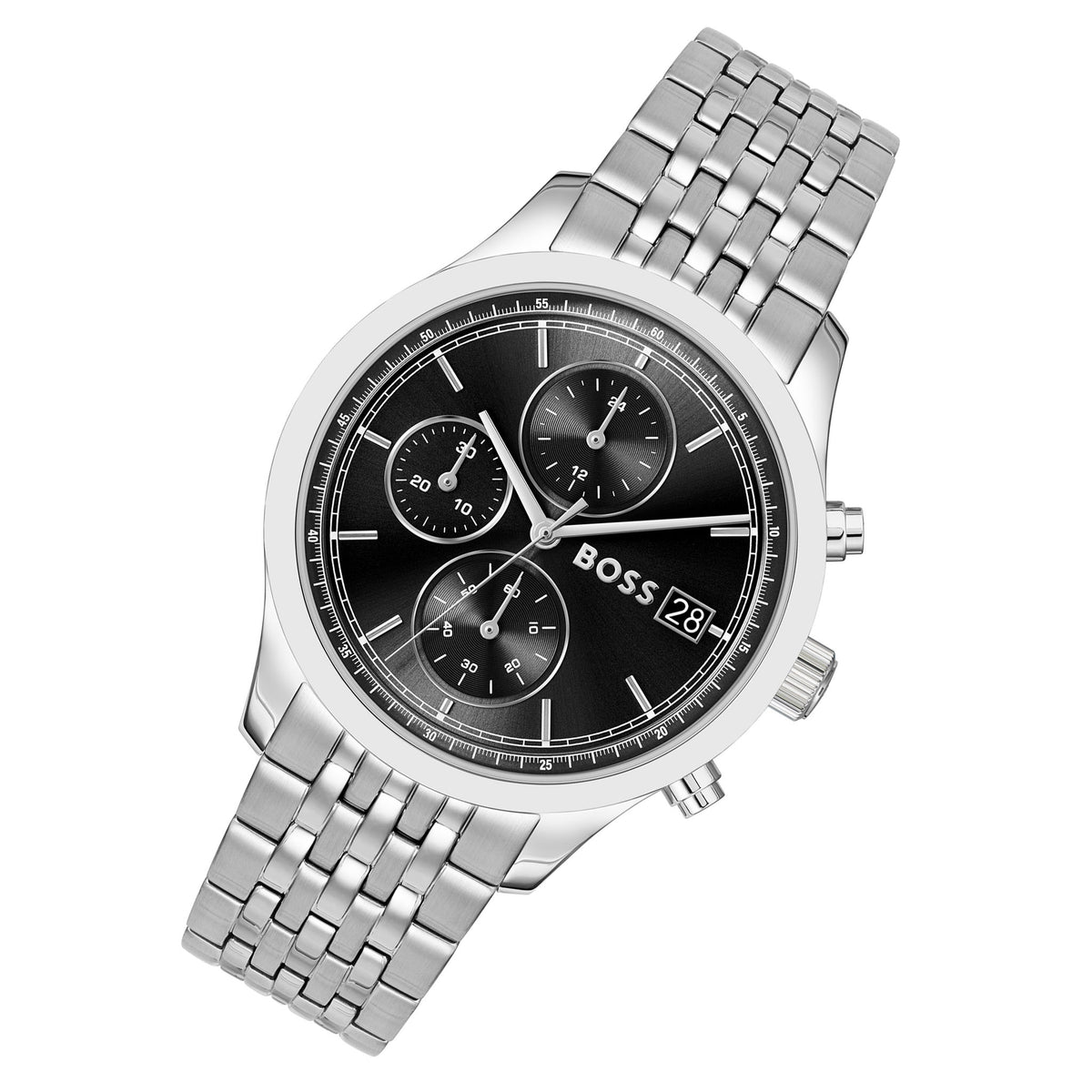 BOSS by Hugo Boss Silver Steel Black Dial Chronograph Men's Watch - 1514328