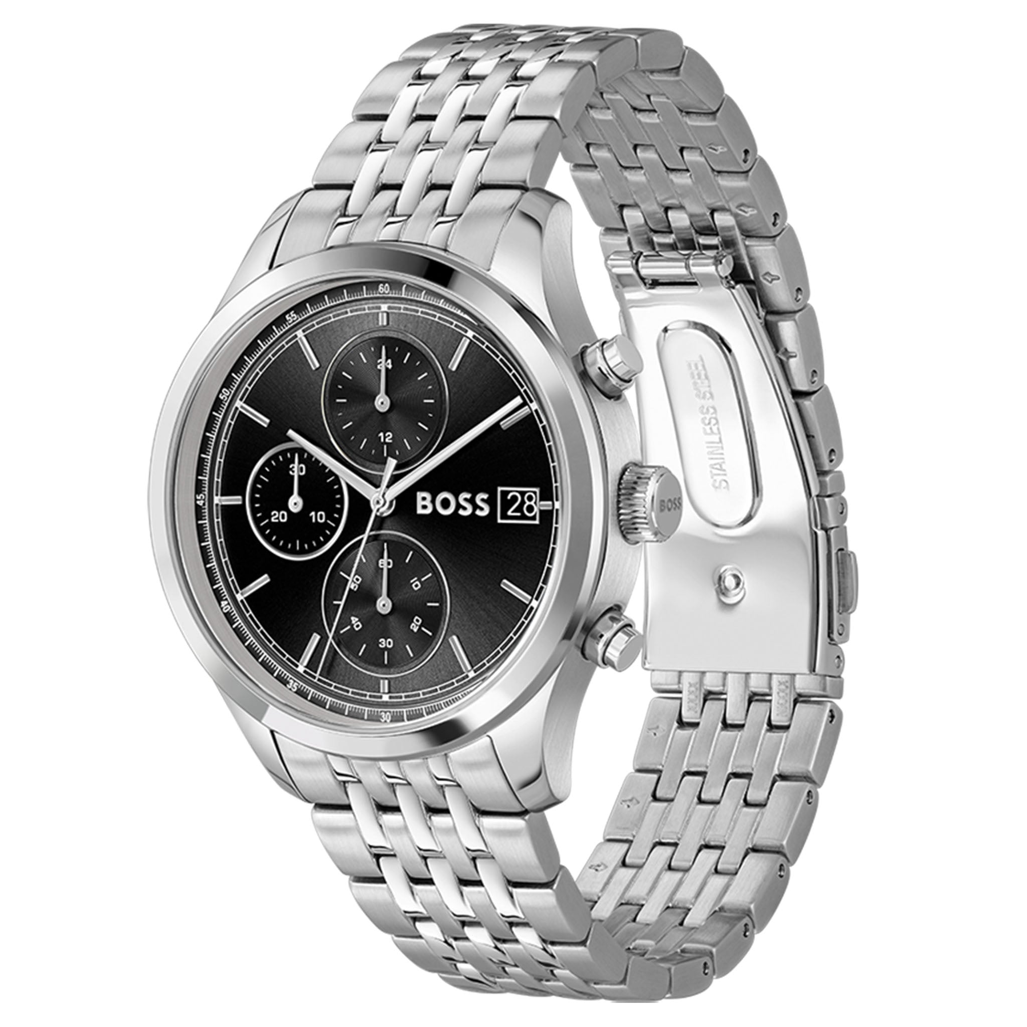 BOSS by Hugo Boss Silver Steel Black Dial Chronograph Men's Watch - 1514328
