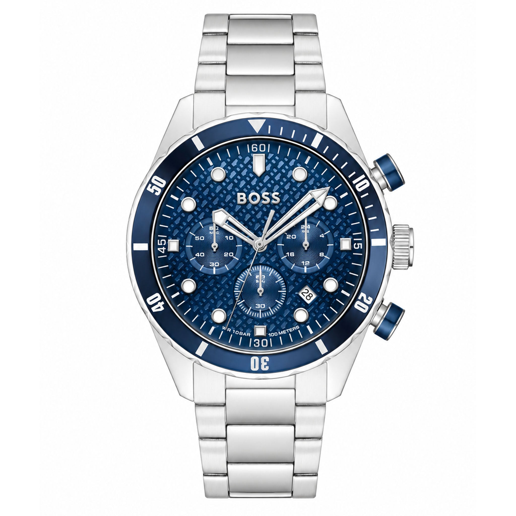 BOSS by Hugo Boss Boss Silver Steel Blue Dial Chronograph Men's Watch - 1514338