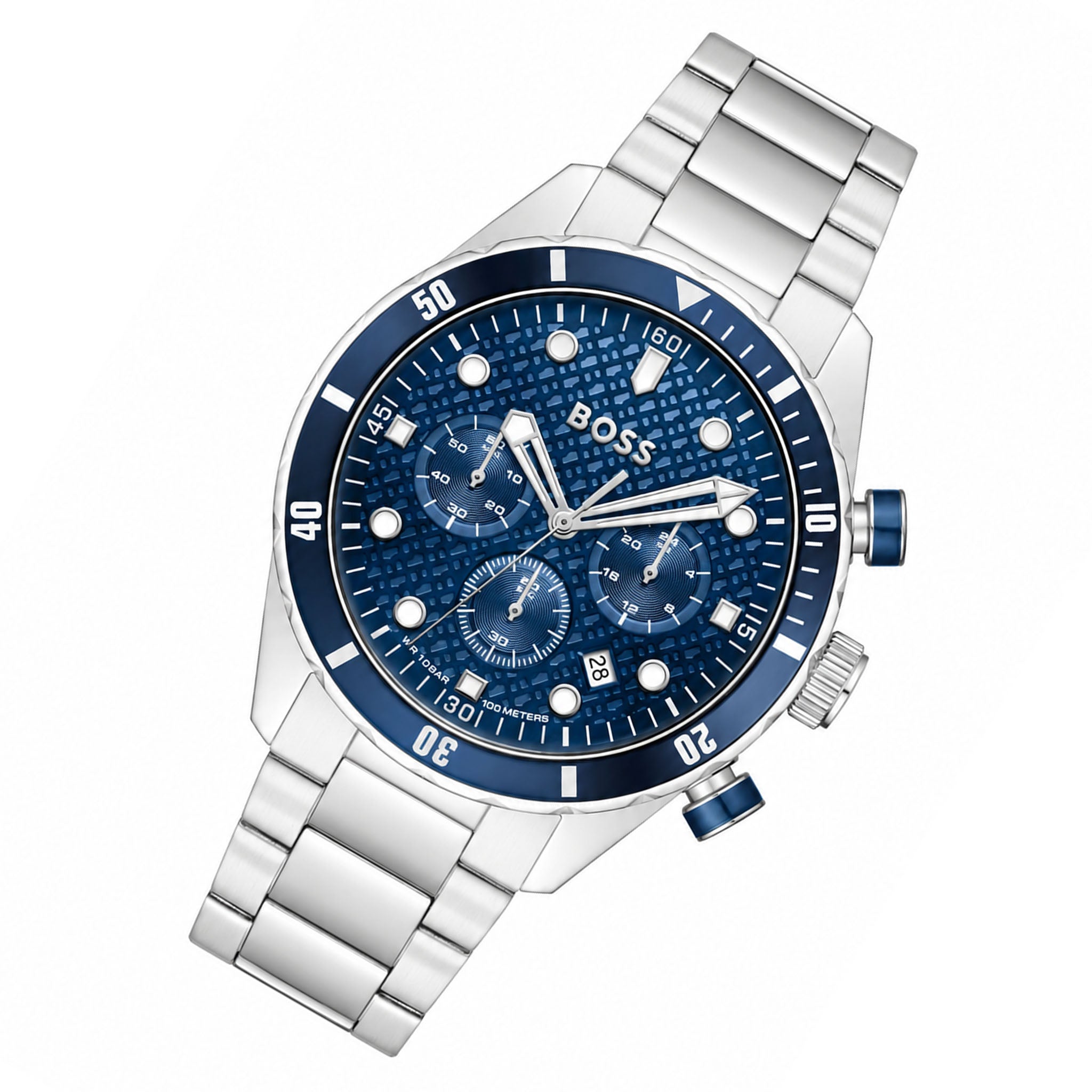 BOSS by Hugo Boss Boss Silver Steel Blue Dial Chronograph Men's Watch - 1514338