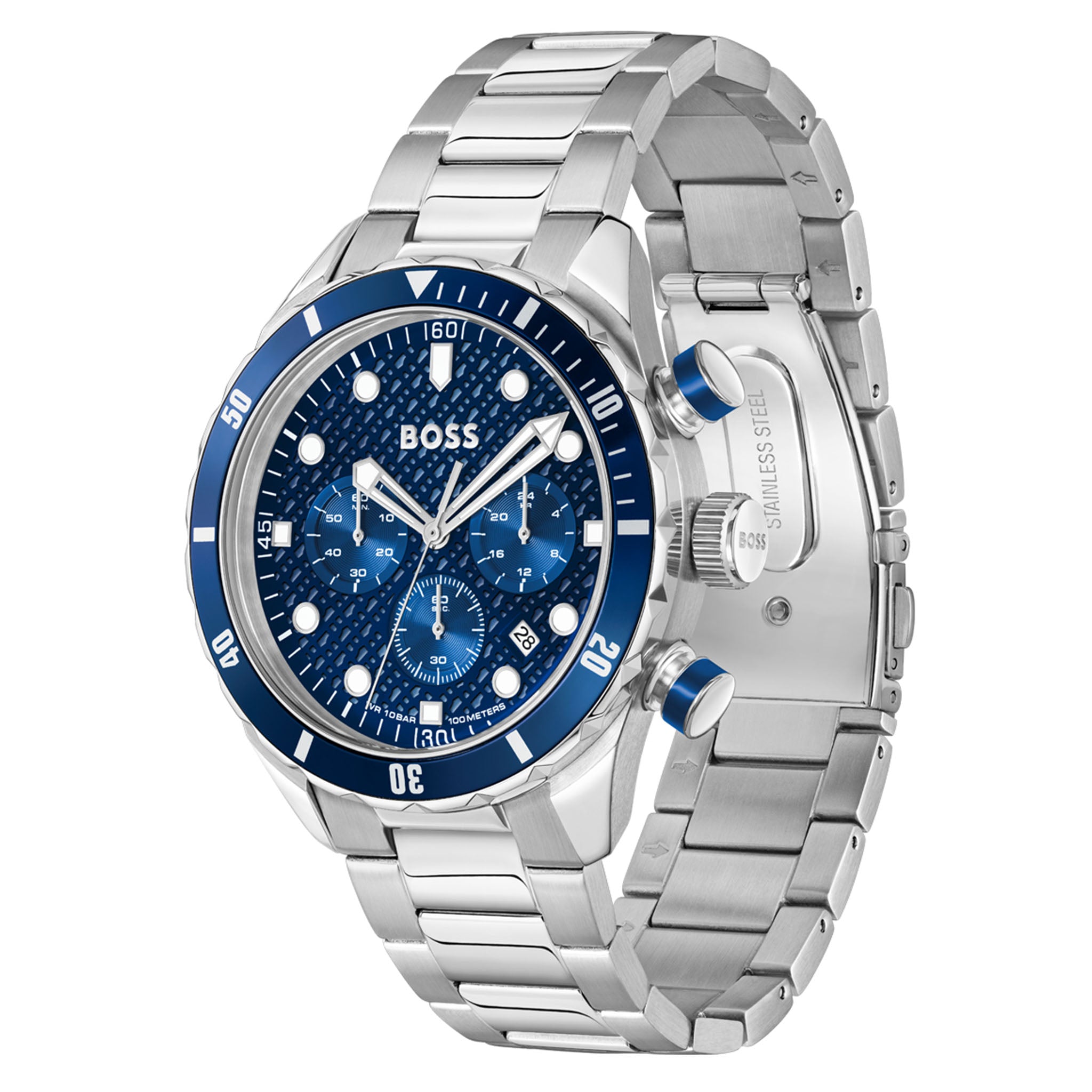BOSS by Hugo Boss Boss Silver Steel Blue Dial Chronograph Men's Watch - 1514338