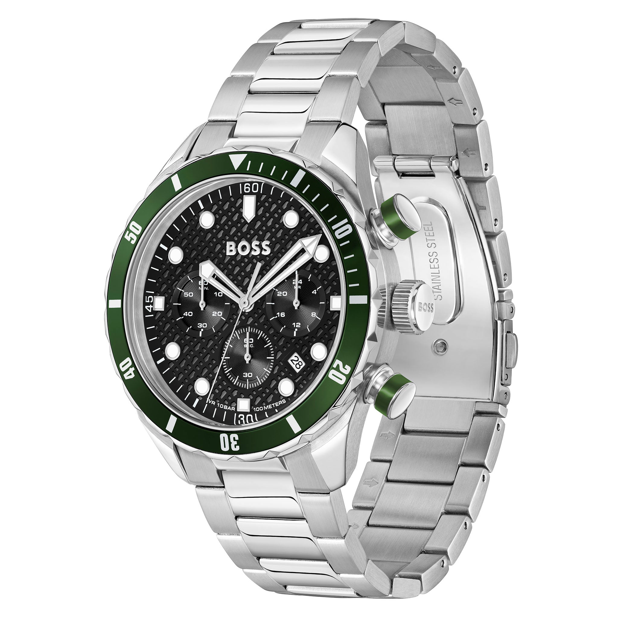 BOSS by Hugo Boss Boss Silver Steel Black Dial Chronograph Men's Watch - 1514341