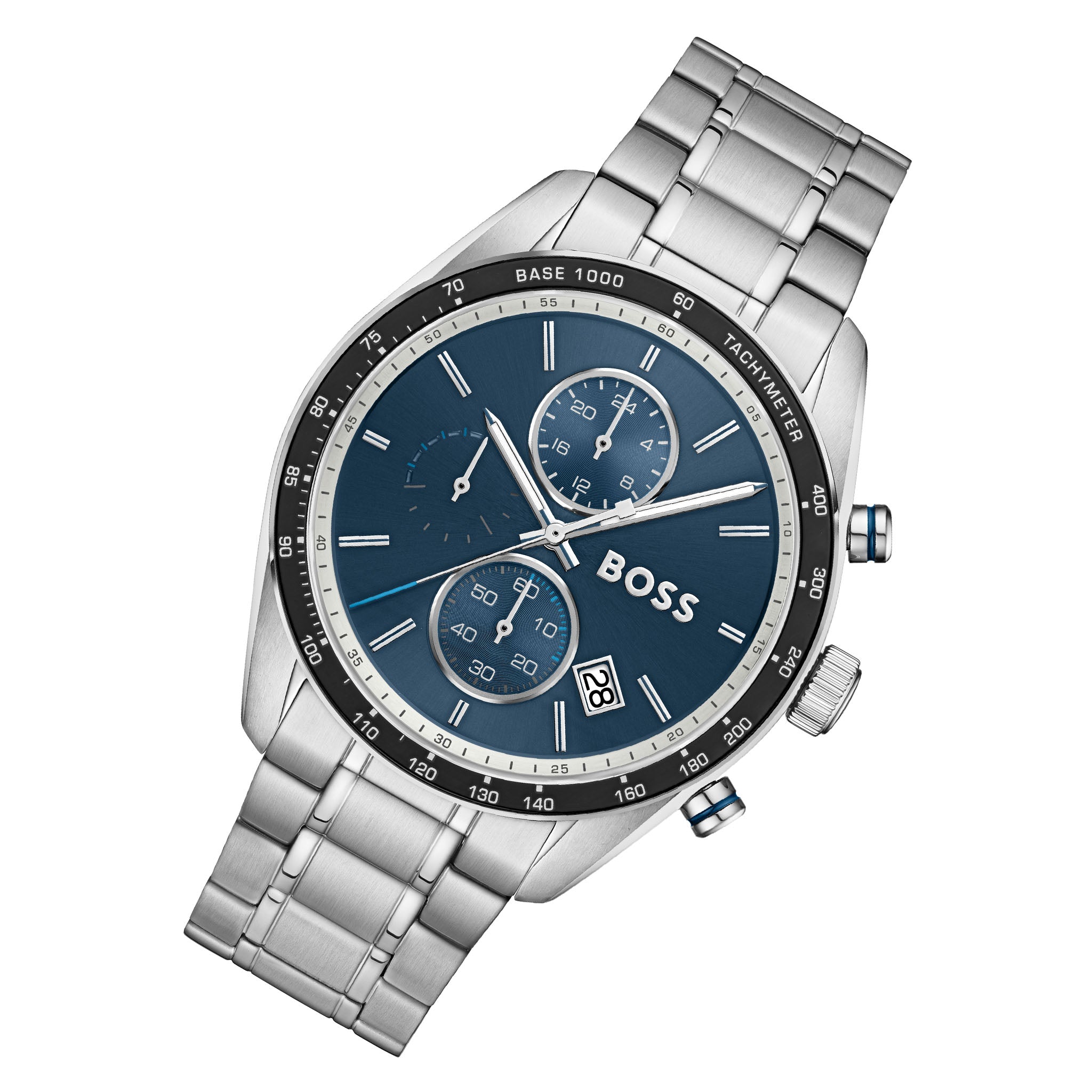 BOSS by Hugo Boss Grand Silver Steel Blue Dial Chronograph Men's Watch - 1514344