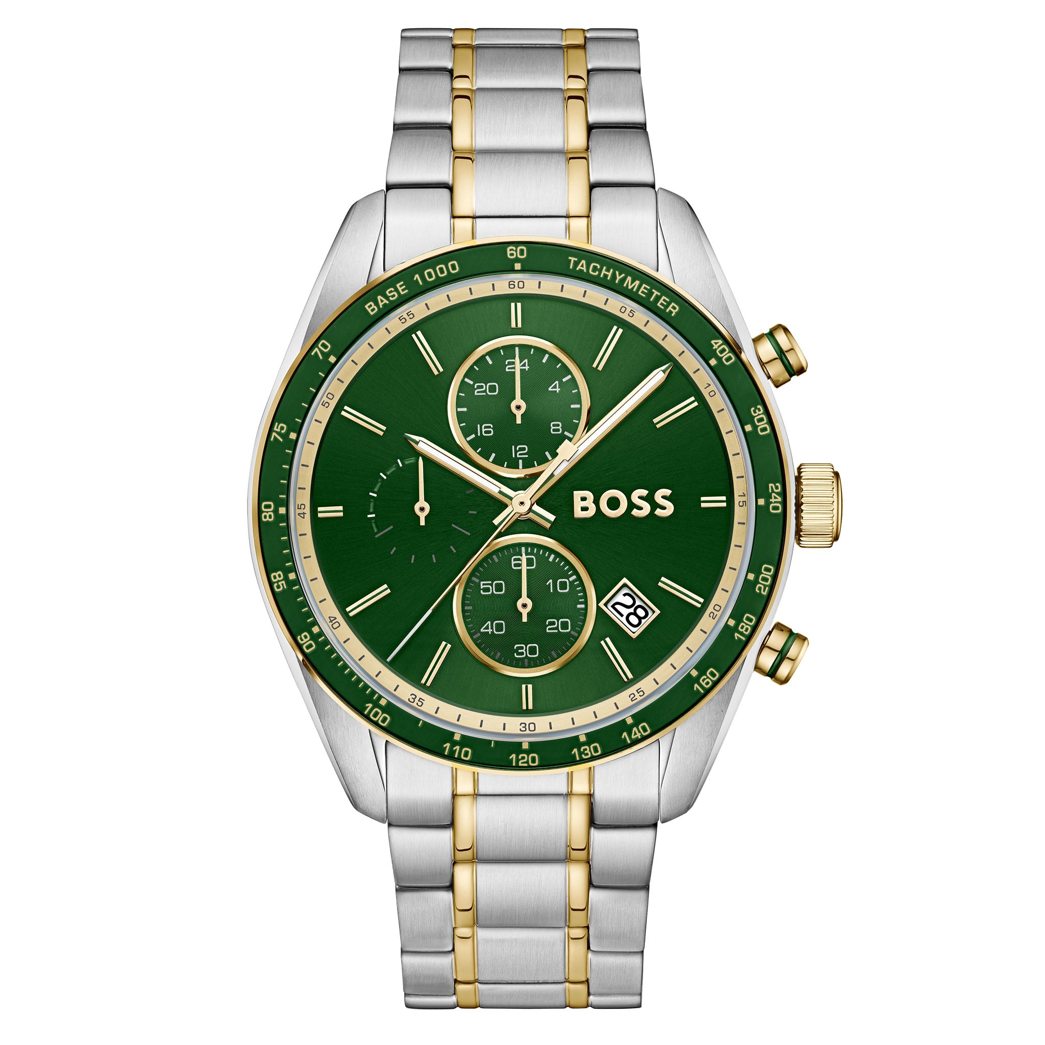 BOSS by Hugo Boss Two-Tone Steel Green Dial Chronograph Men's Watch - 1514345