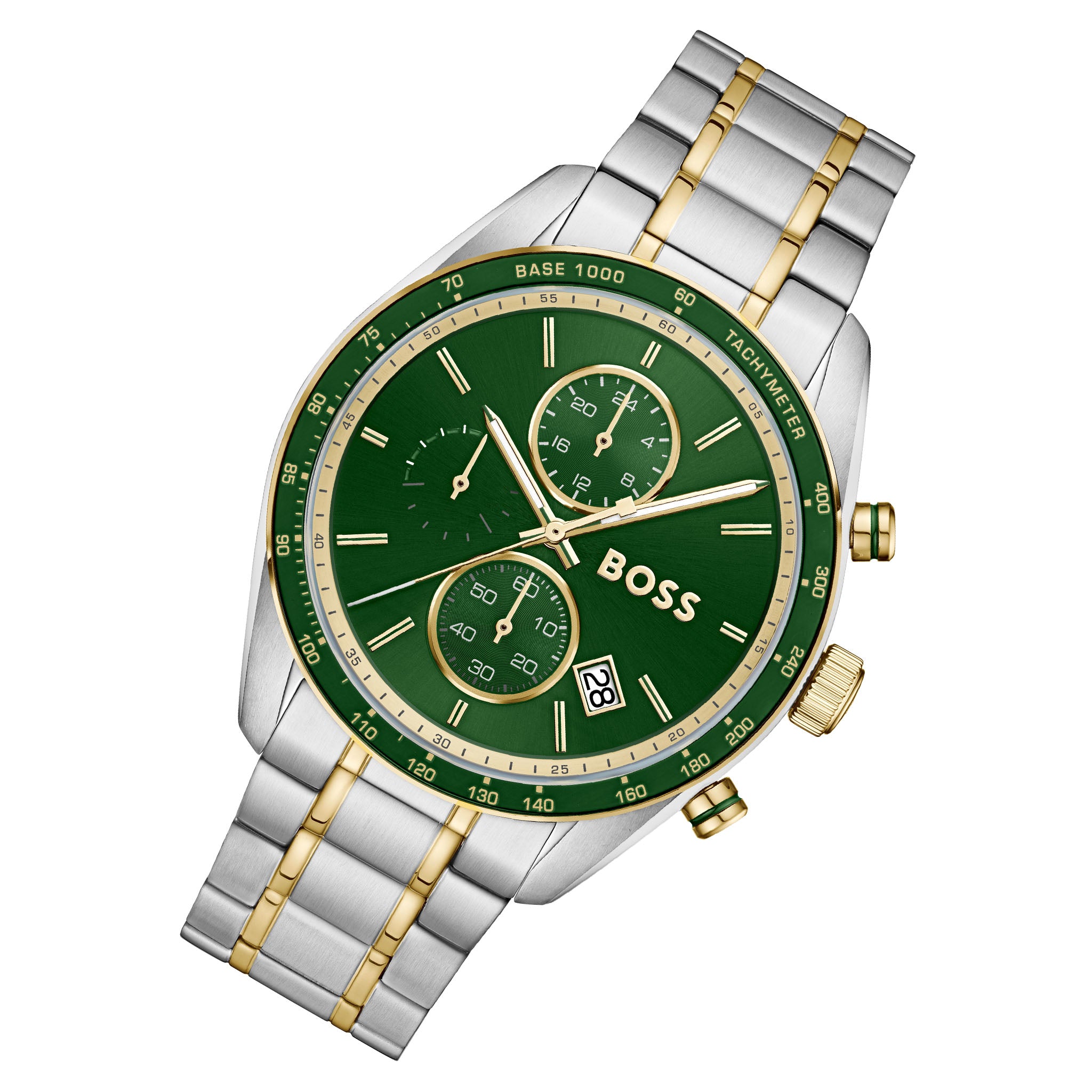 BOSS by Hugo Boss Two-Tone Steel Green Dial Chronograph Men's Watch - 1514345
