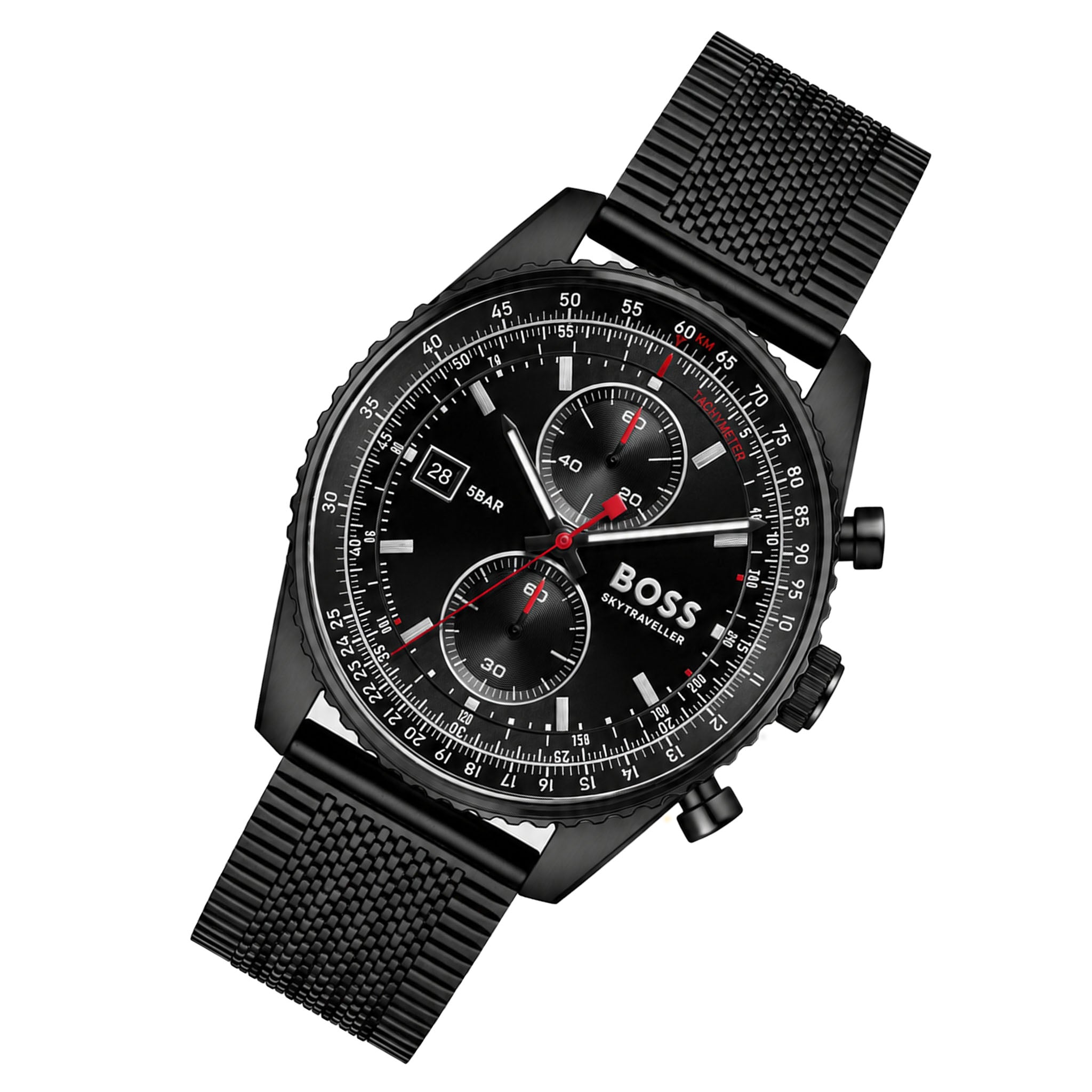 BOSS by Hugo Boss Steel Mesh Black Dial Chronograph Men's Watch - 1514348