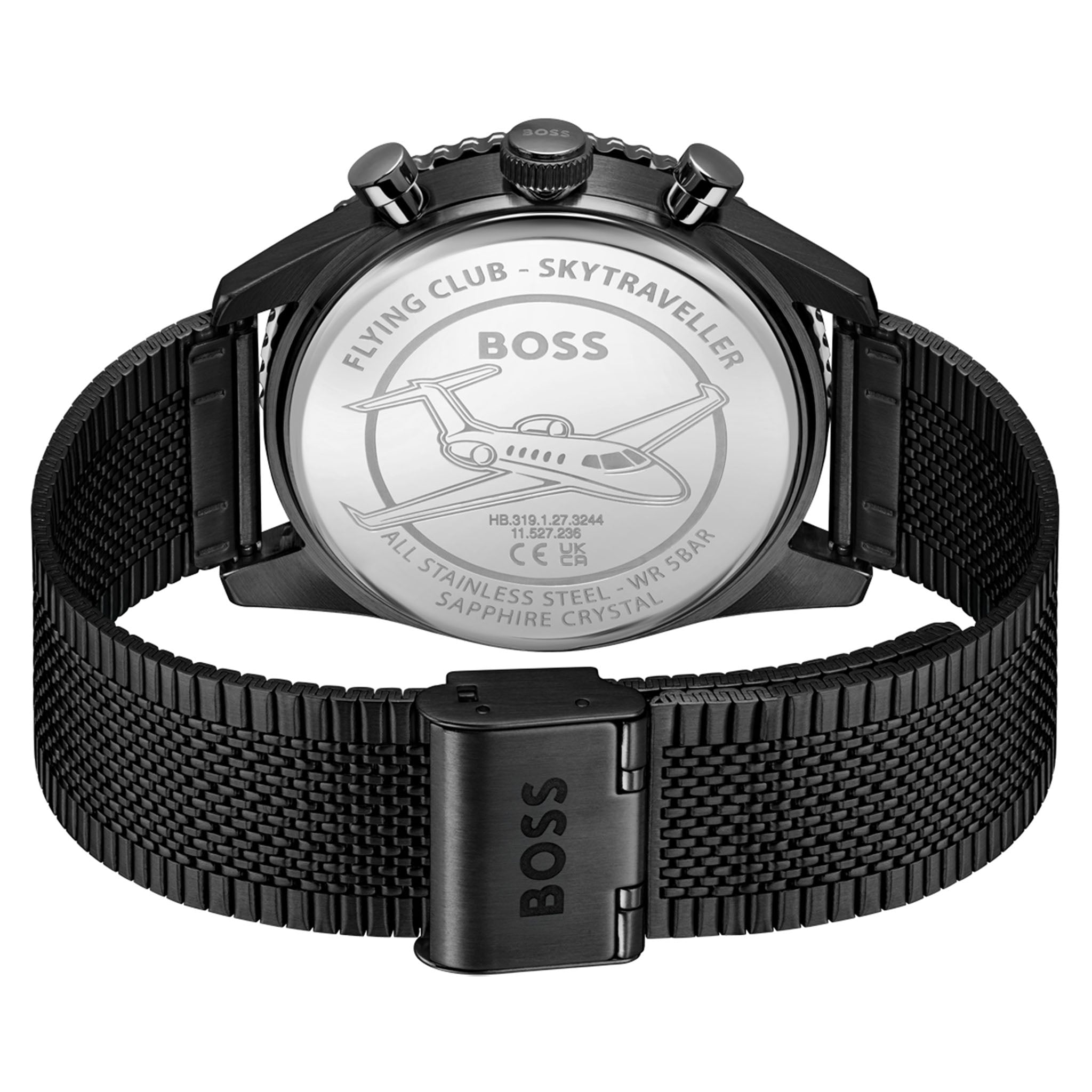 BOSS by Hugo Boss Steel Mesh Black Dial Chronograph Men's Watch - 1514348