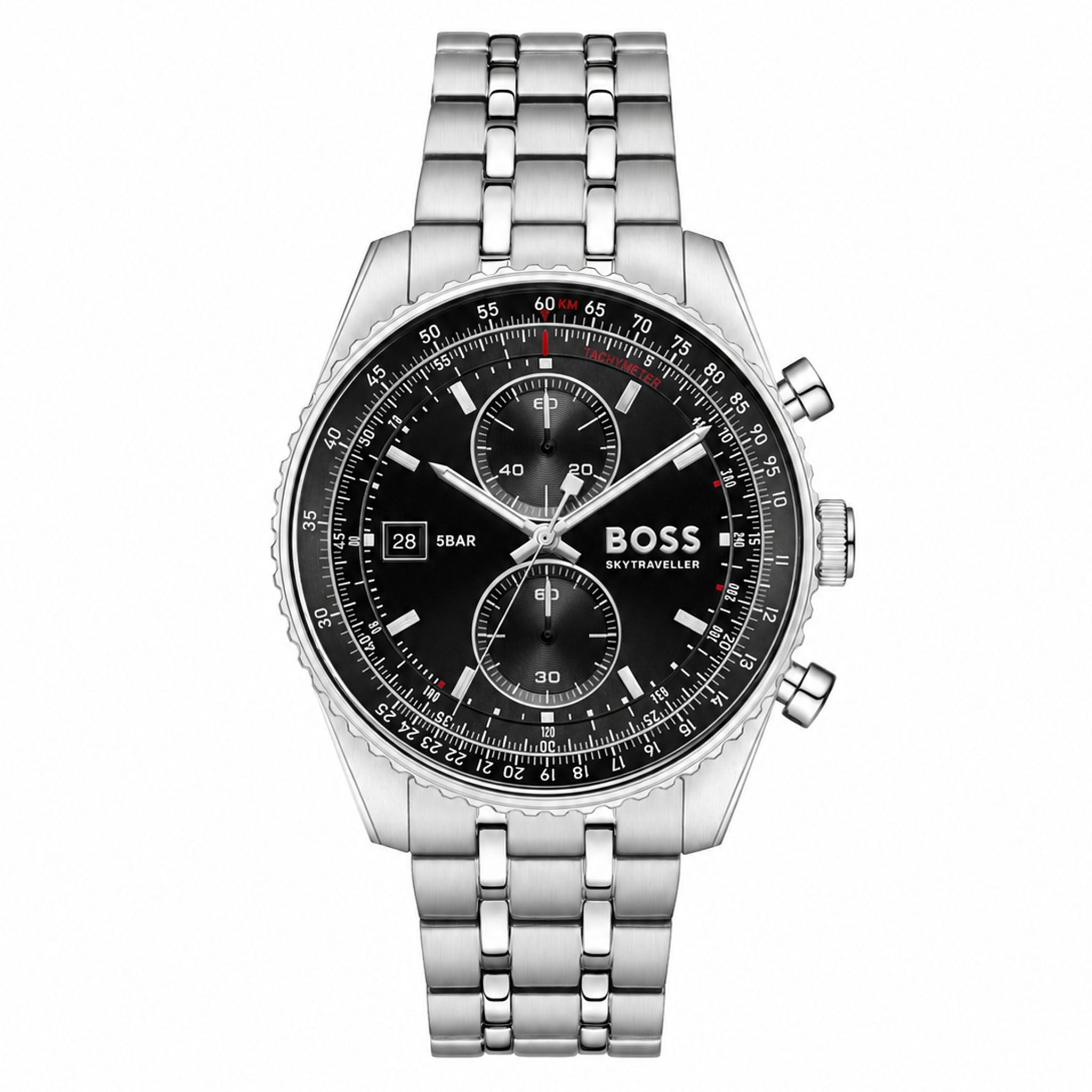 BOSS by Hugo Boss Silver Steel Black Dial Chronograph Men's Watch - 1514349