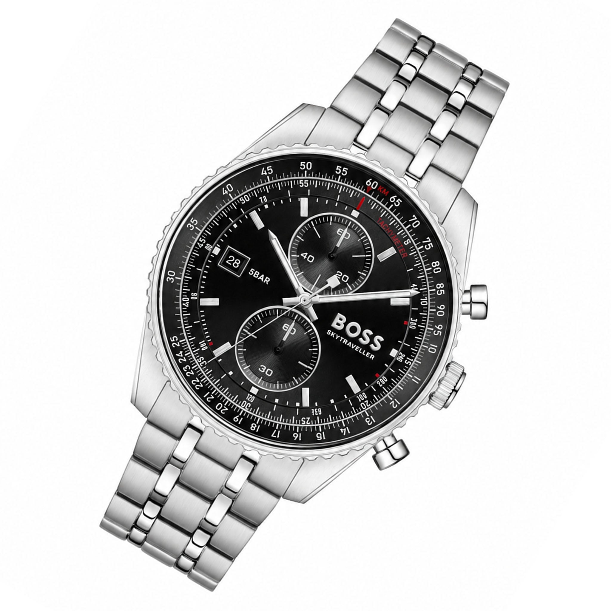 BOSS by Hugo Boss Silver Steel Black Dial Chronograph Men's Watch - 1514349