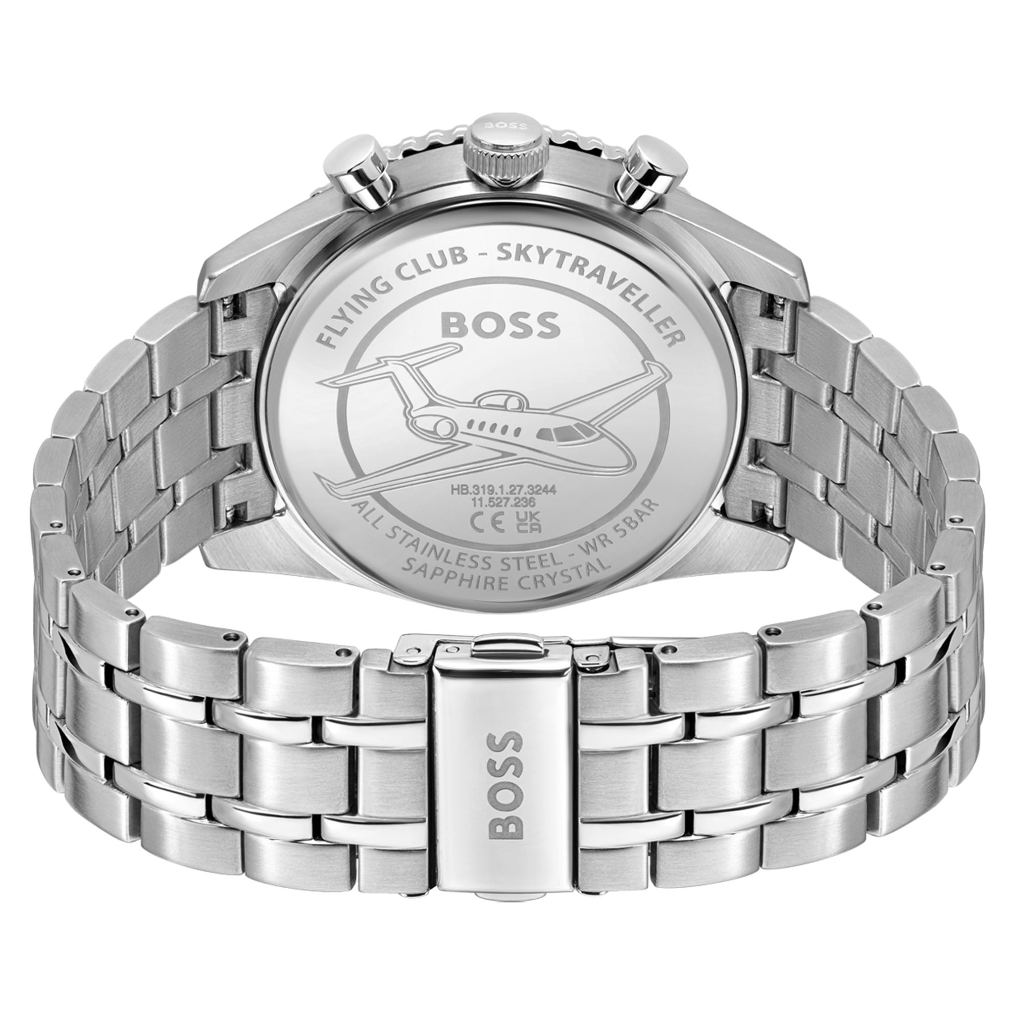 BOSS by Hugo Boss Silver Steel Black Dial Chronograph Men's Watch - 1514349