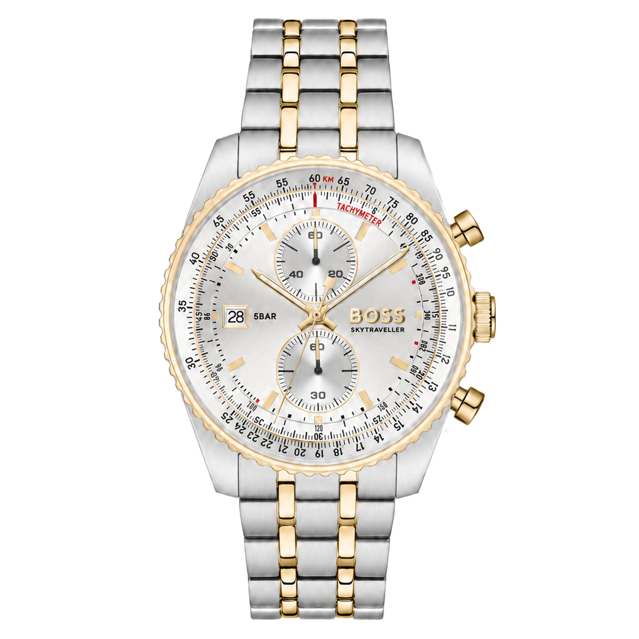 BOSS by Hugo Boss Two-Tone Steel Silver White Dial Chronograph Men's Watch - 1514350