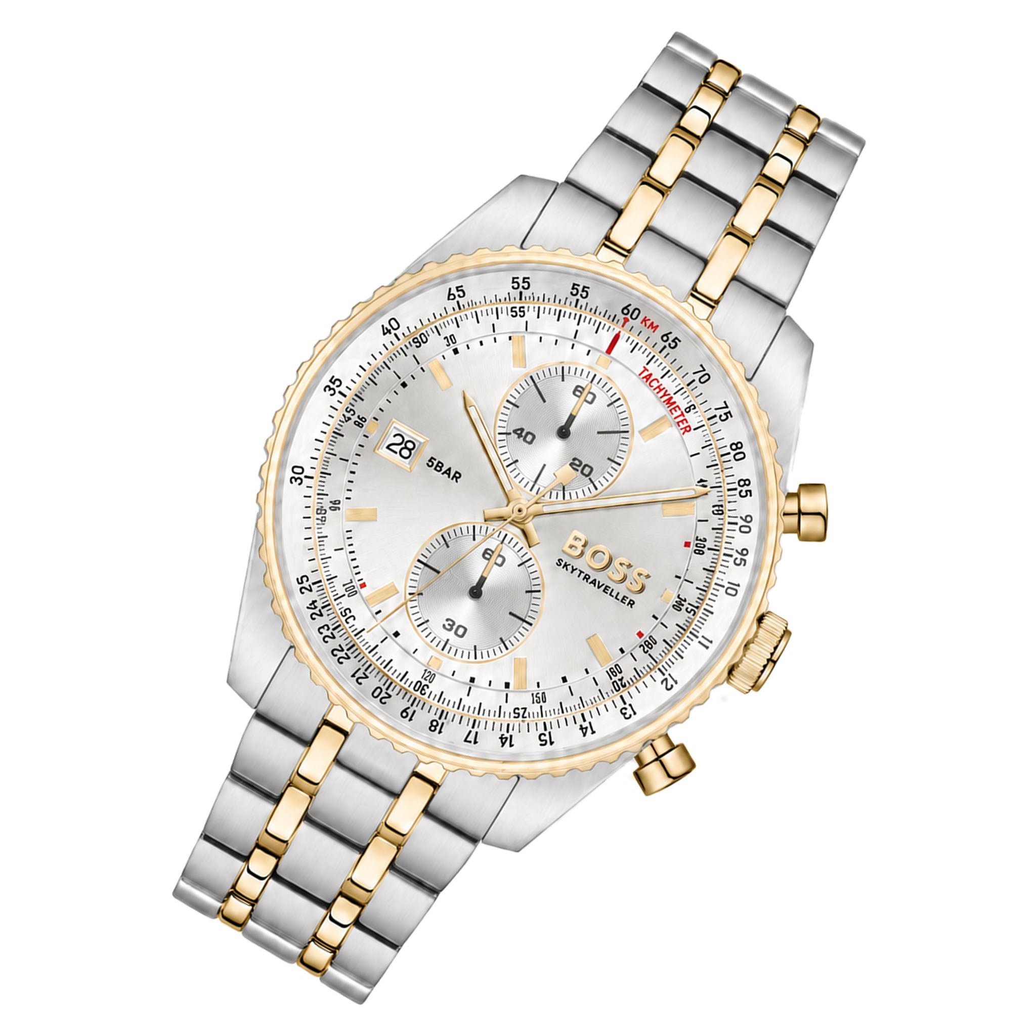 BOSS by Hugo Boss Two-Tone Steel Silver White Dial Chronograph Men's Watch - 1514350