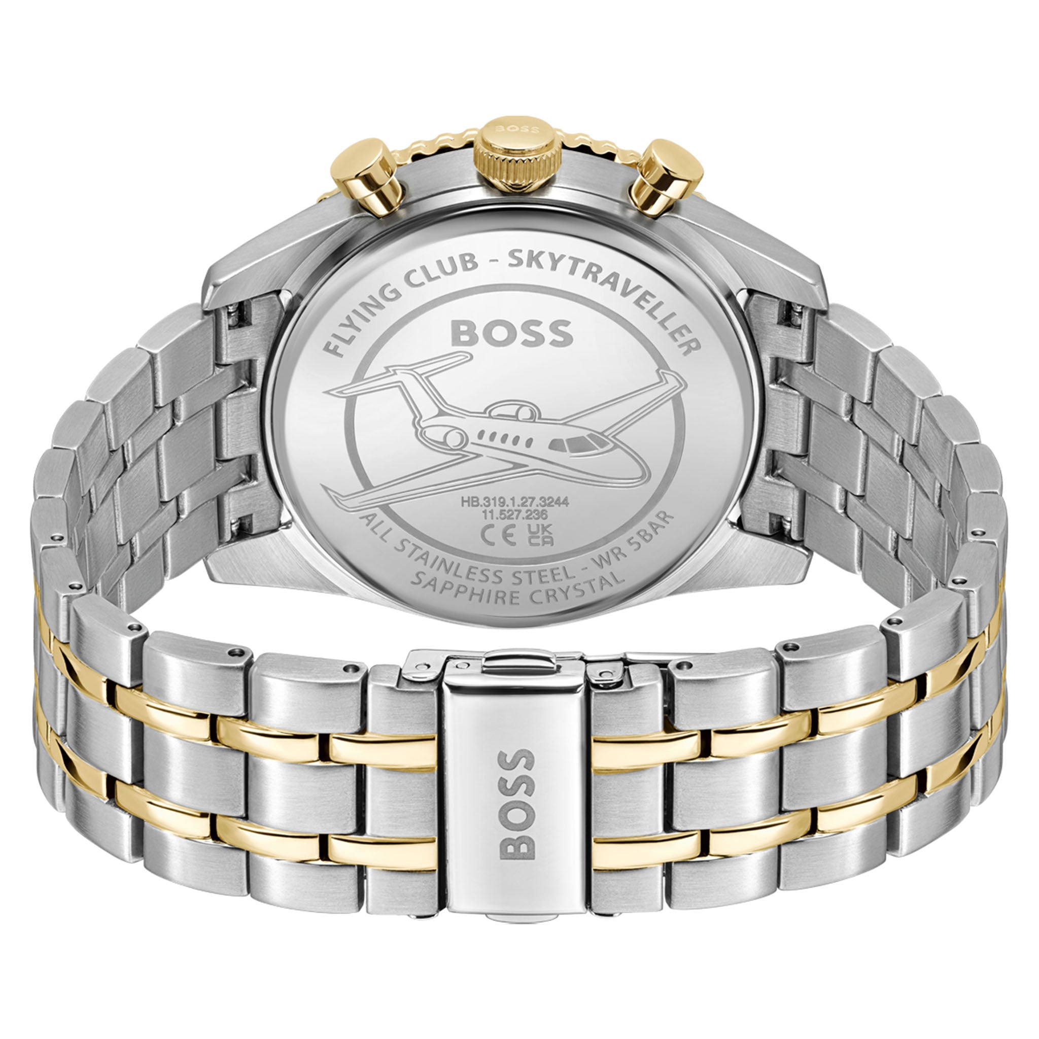 BOSS by Hugo Boss Two-Tone Steel Silver White Dial Chronograph Men's Watch - 1514350