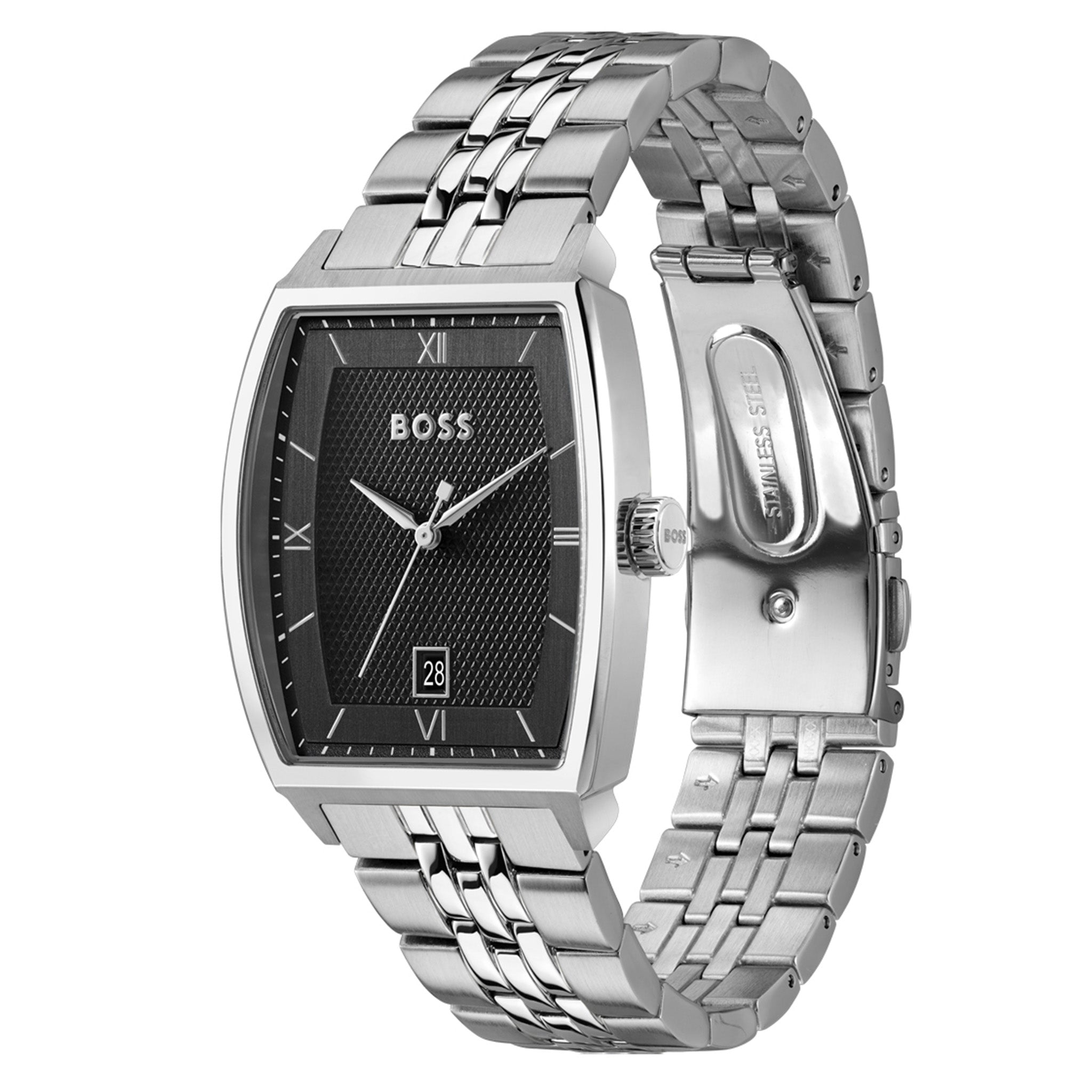 BOSS by Hugo Boss Silver Steel Black Dial Men's Watch - 1514353