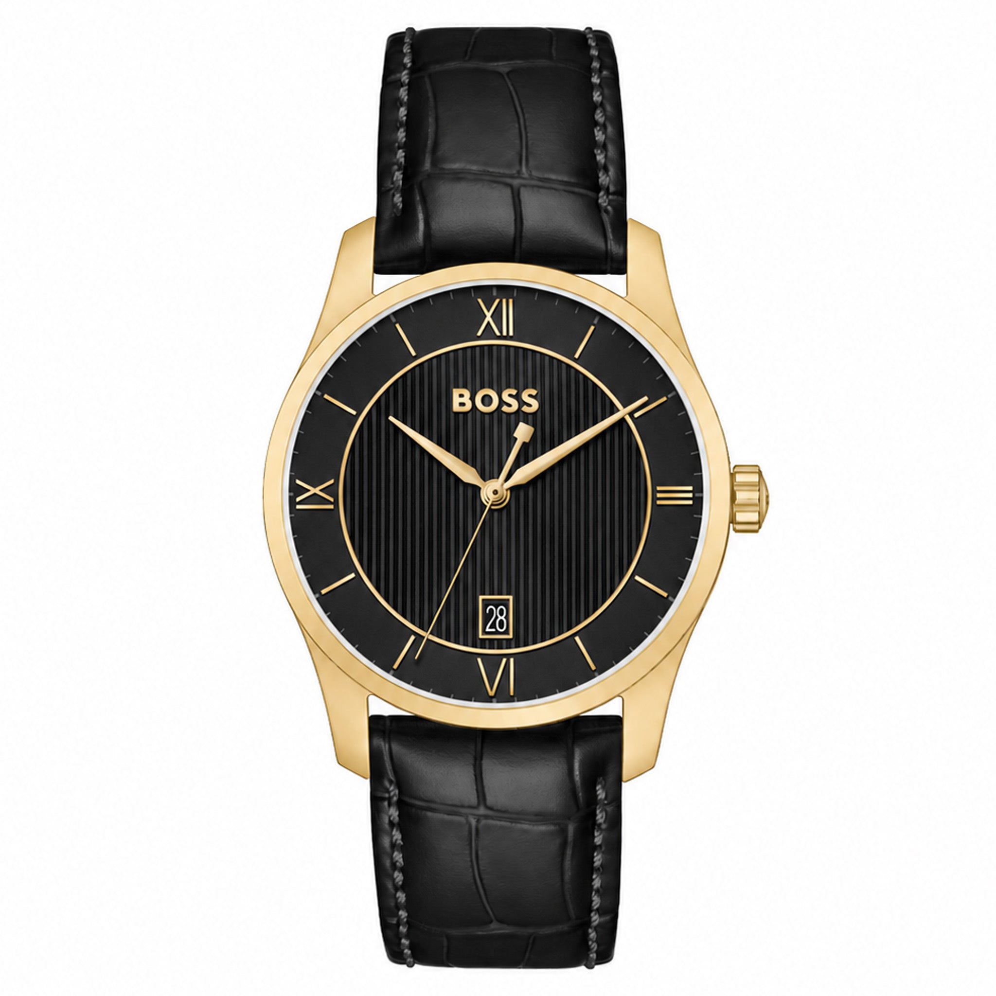 BOSS by Hugo Boss Leather Black Dial Men's Watch - 1514364
