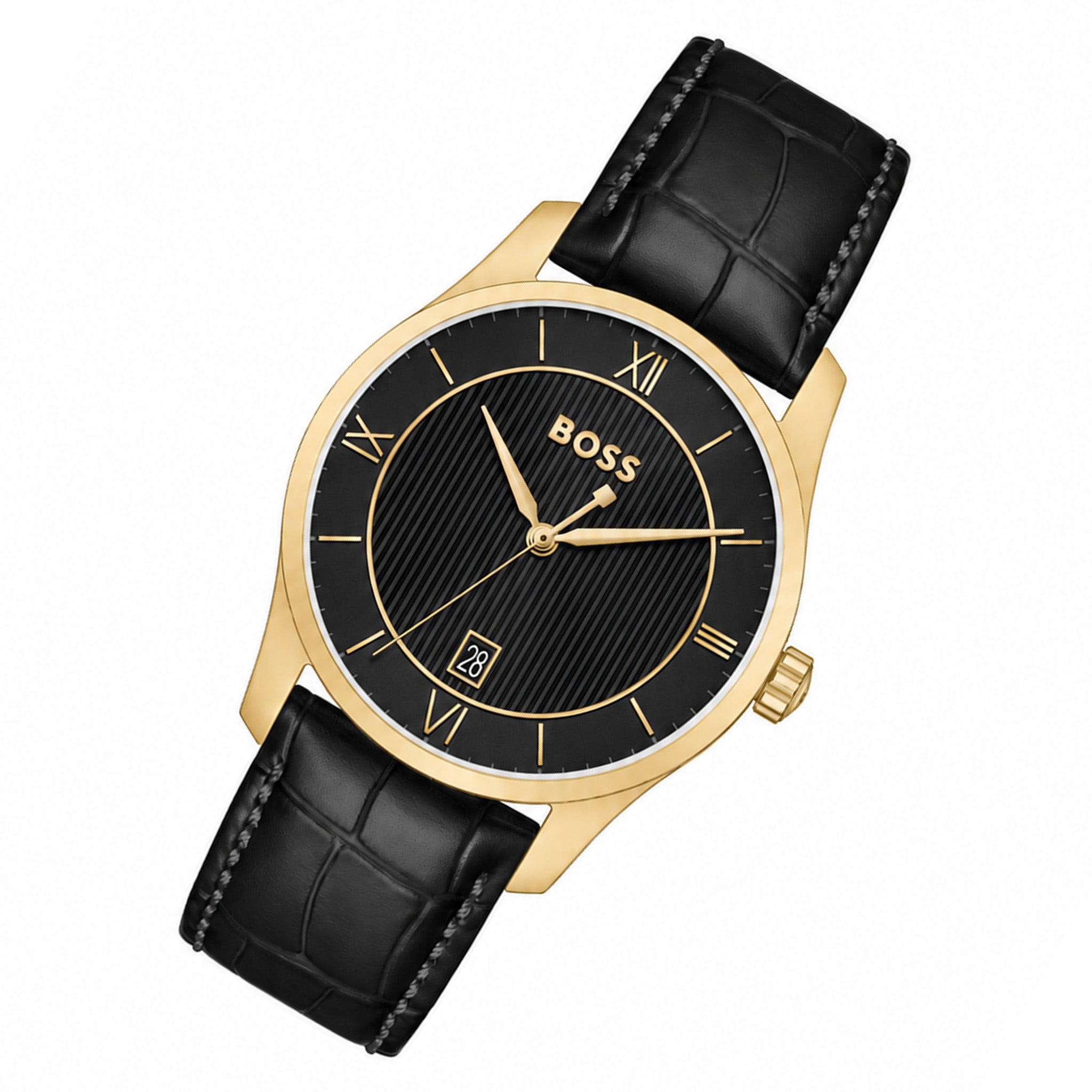 BOSS by Hugo Boss Leather Black Dial Men's Watch - 1514364