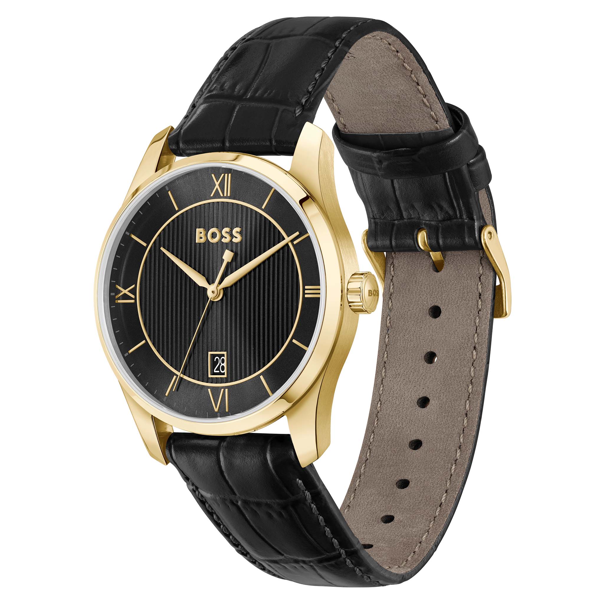 BOSS by Hugo Boss Leather Black Dial Men's Watch - 1514364