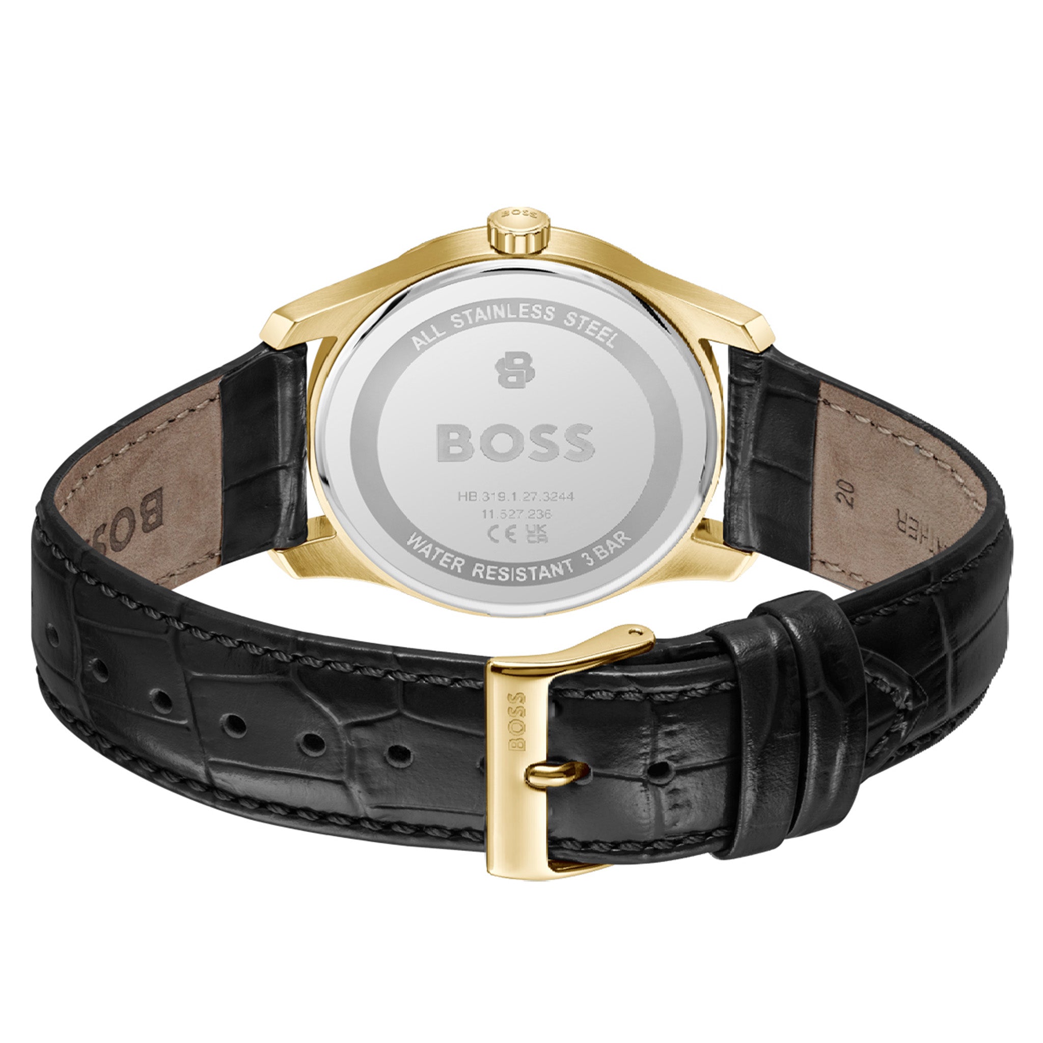 BOSS by Hugo Boss Leather Black Dial Men's Watch - 1514364