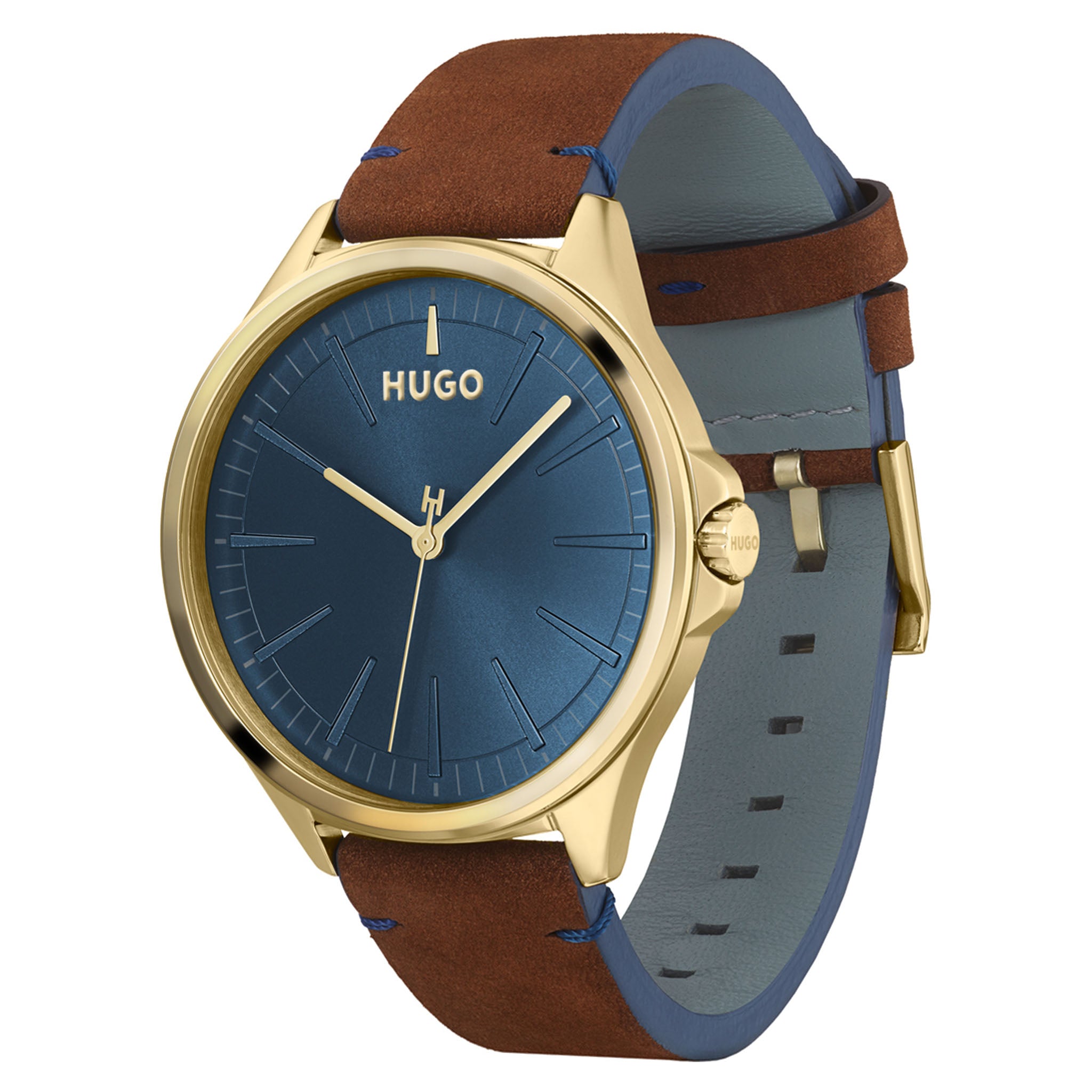 HUGO by Hugo Boss Brown Leather Blue Dial Men's Watch - 1530134