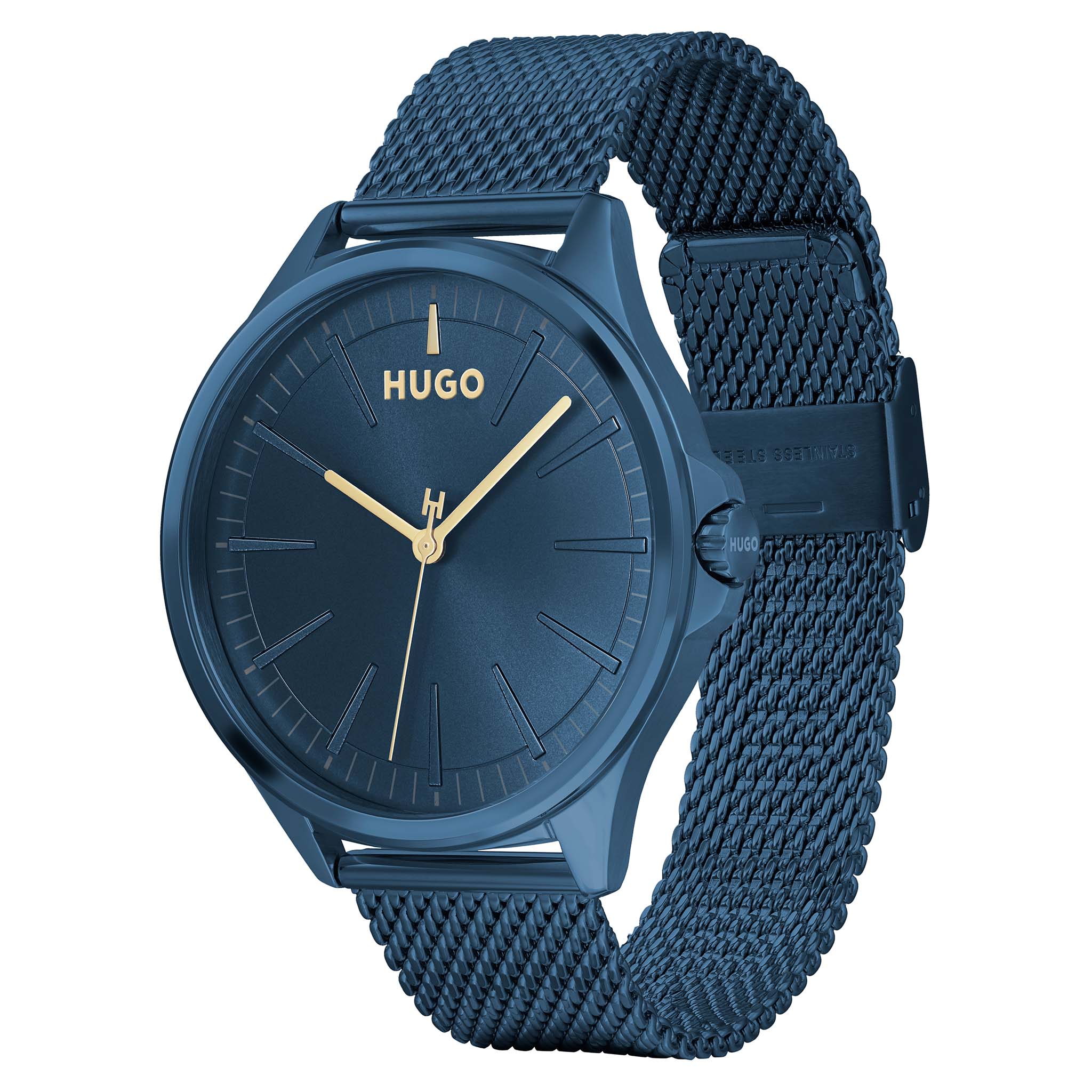 HUGO by Hugo Boss Dark Blue Steel Mesh Blue Dial Men's Watch - 1530136