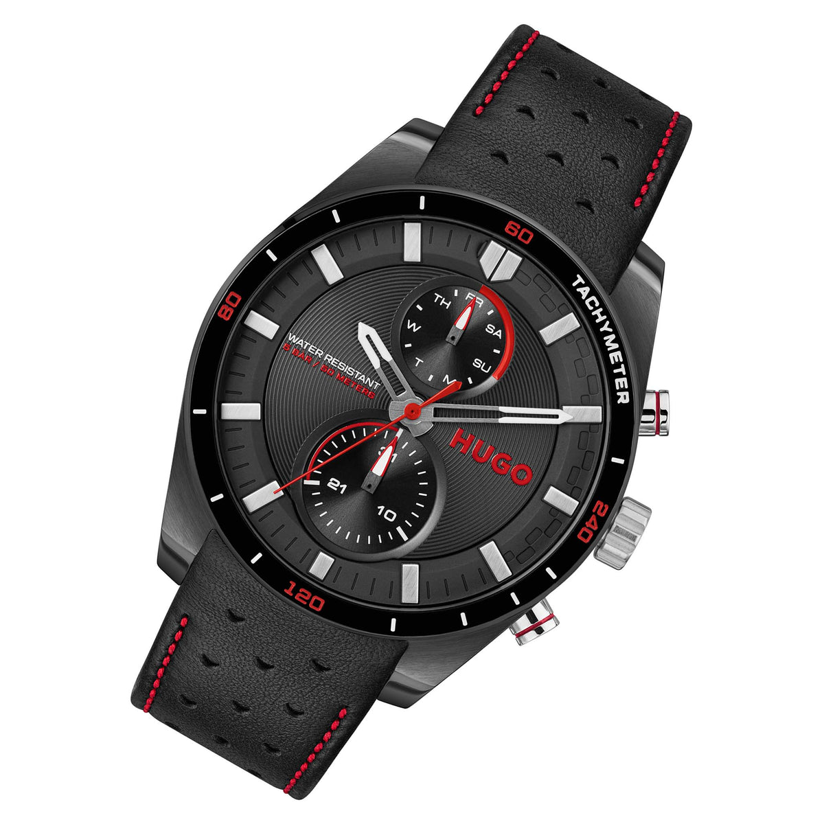 HUGO by Hugo Boss Leather Black Dial Multi-function Men's Watch - 1530370