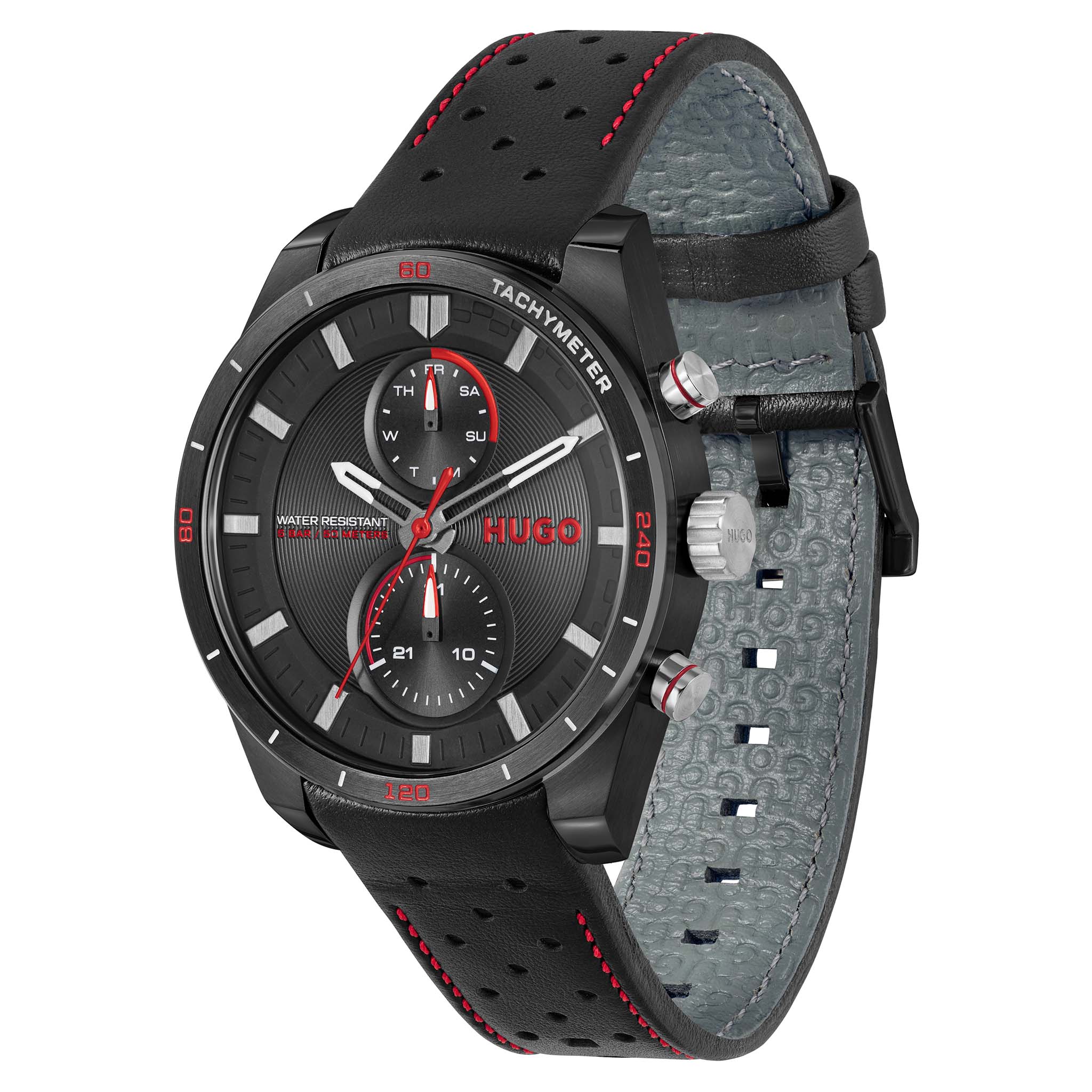 HUGO by Hugo Boss Leather Black Dial Multi-function Men's Watch - 1530370