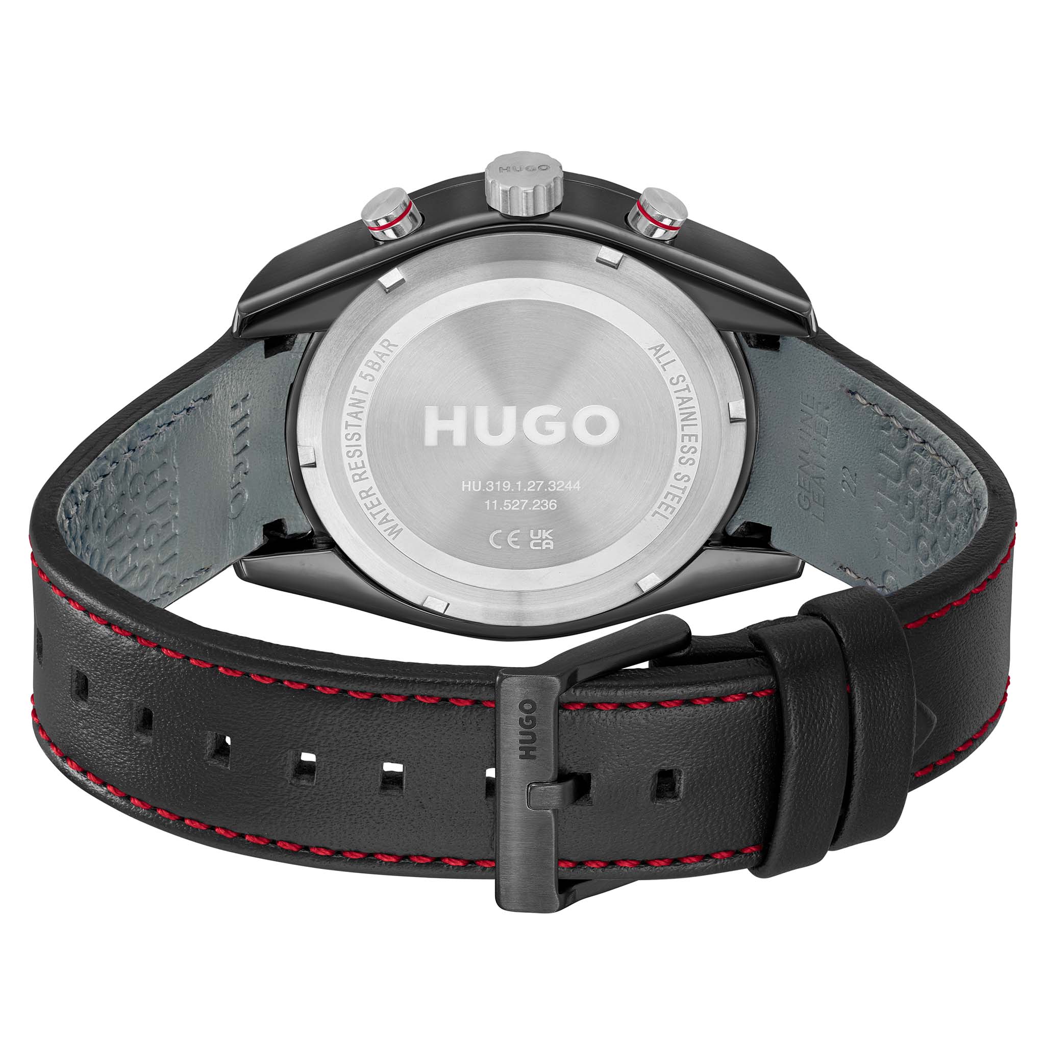 HUGO by Hugo Boss Leather Black Dial Multi-function Men's Watch - 1530370