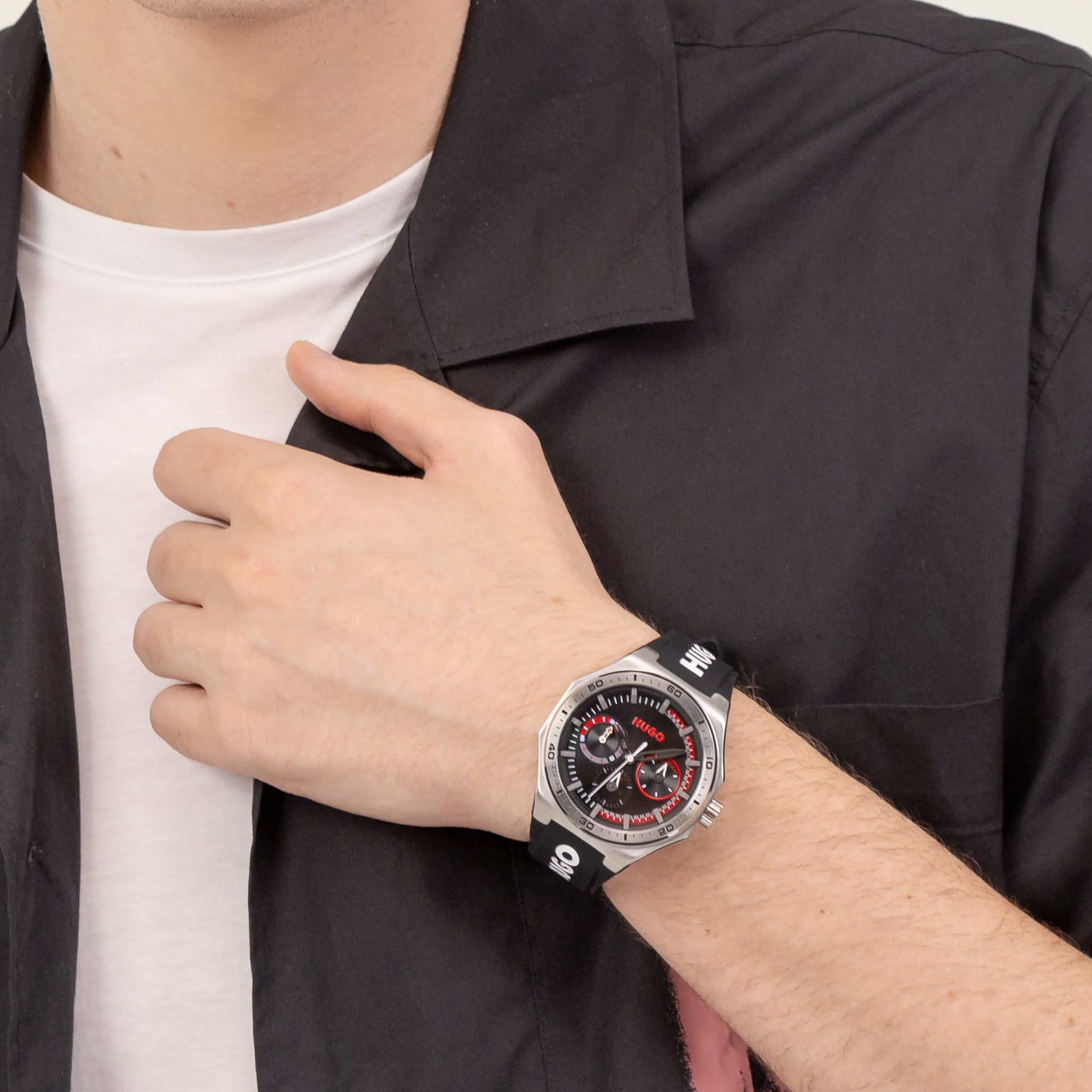 HUGO by Hugo Boss Silicone Black Dial Multi-function Men's Watch - 1530397