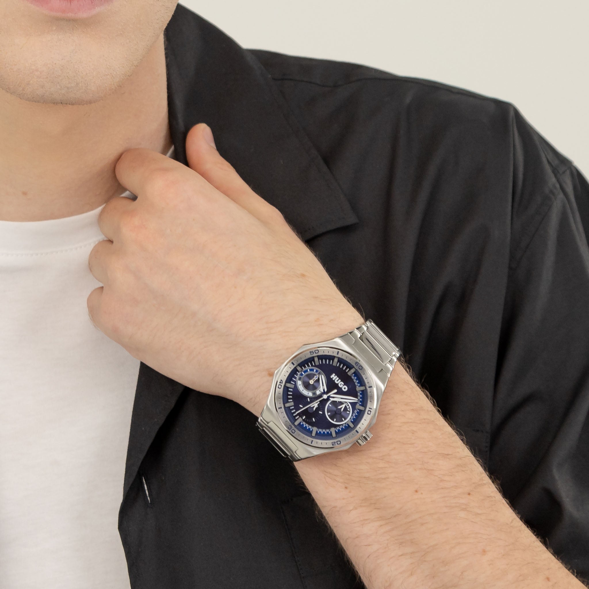 HUGO by Hugo Boss Stainless Steel Blue Dial Multi-function Men's Watch - 1530400