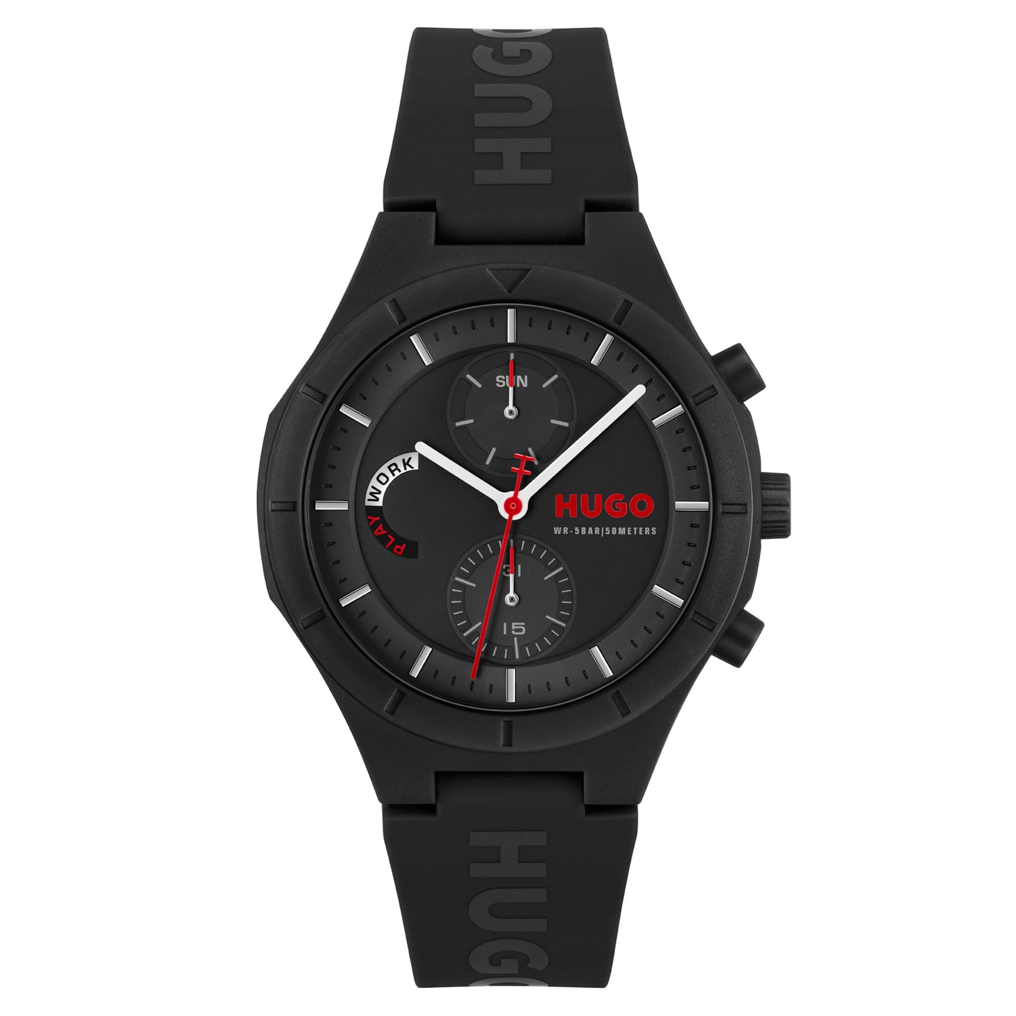 Hugo Black Silicone Black Dial Multi-function Men's Watch - 1530402