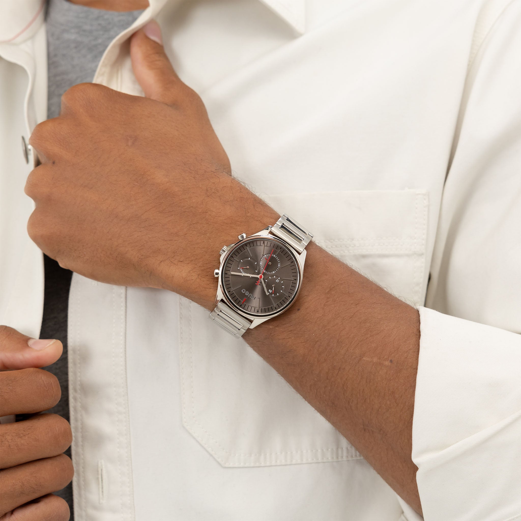 HUGO by Hugo Boss Stainless Steel Grey Dial Multi-function Men's Watch - 1530411