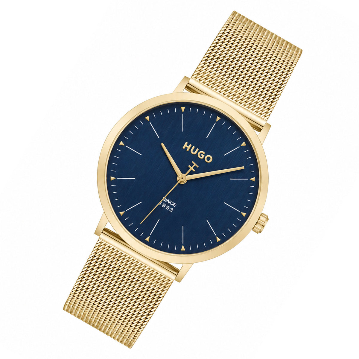 HUGO by Hugo Boss Gold Steel Mesh Blue Dial Men's Watch - 1530473