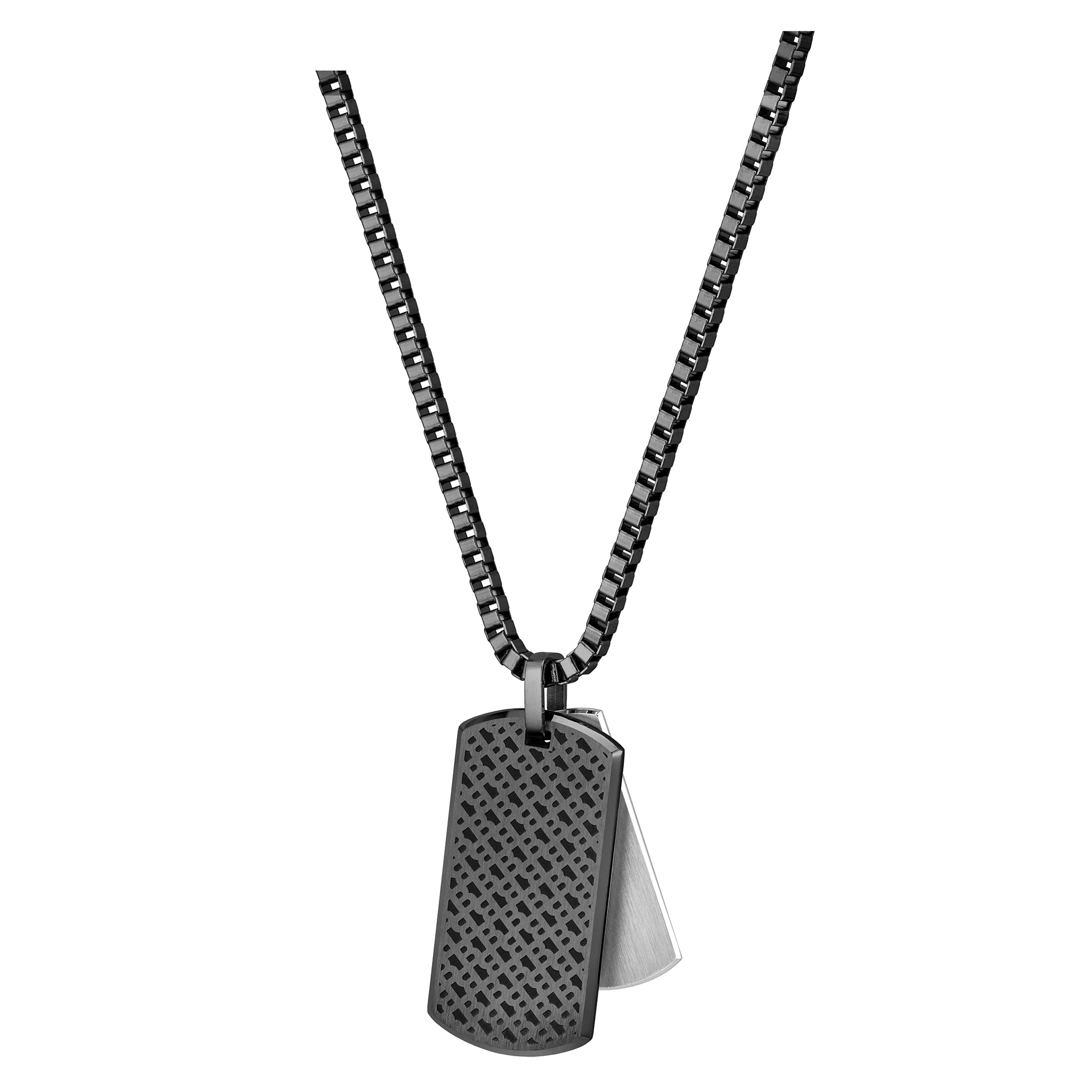 Hugo Boss Jewellery Black Steel Men's Pendant with Chain Necklace - 1580577