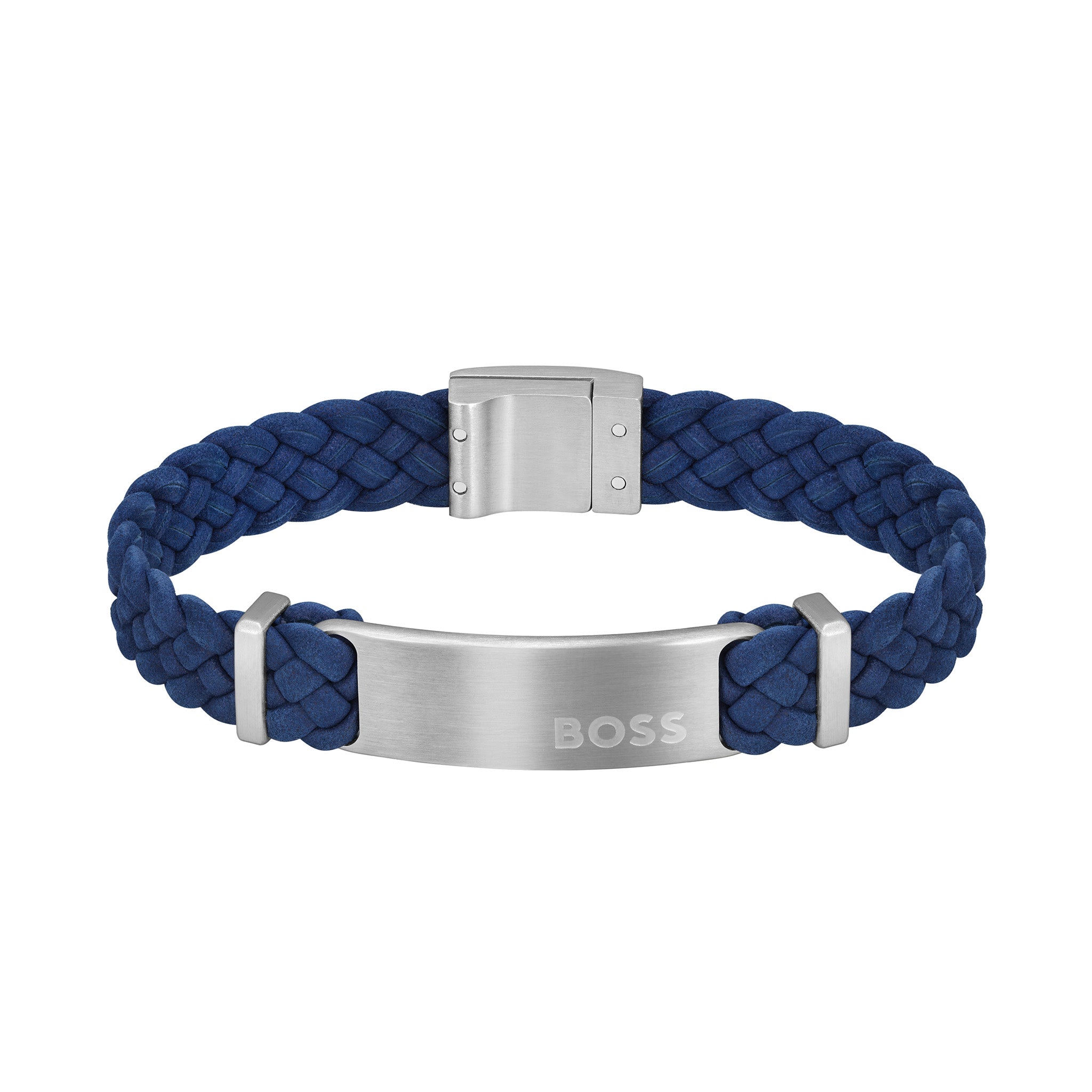 Hugo Boss Jewellery Stainless Steel Navy Leather Men s Bracelet 15 The Watch Factory Australia