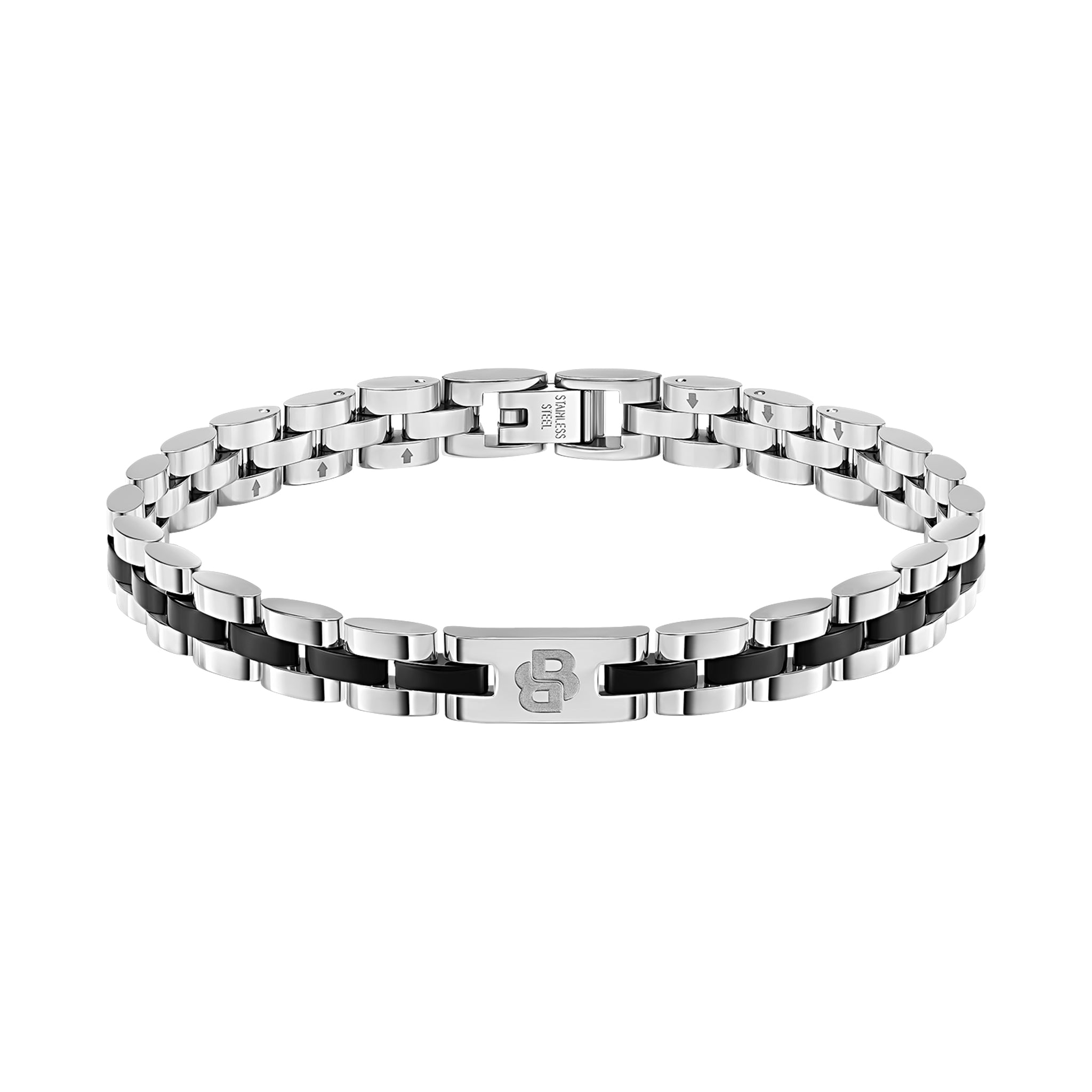 BOSS by Hugo Boss Jewellery Stainless Steel & Black Steel Men's Metal Link Bracelet - 1580890