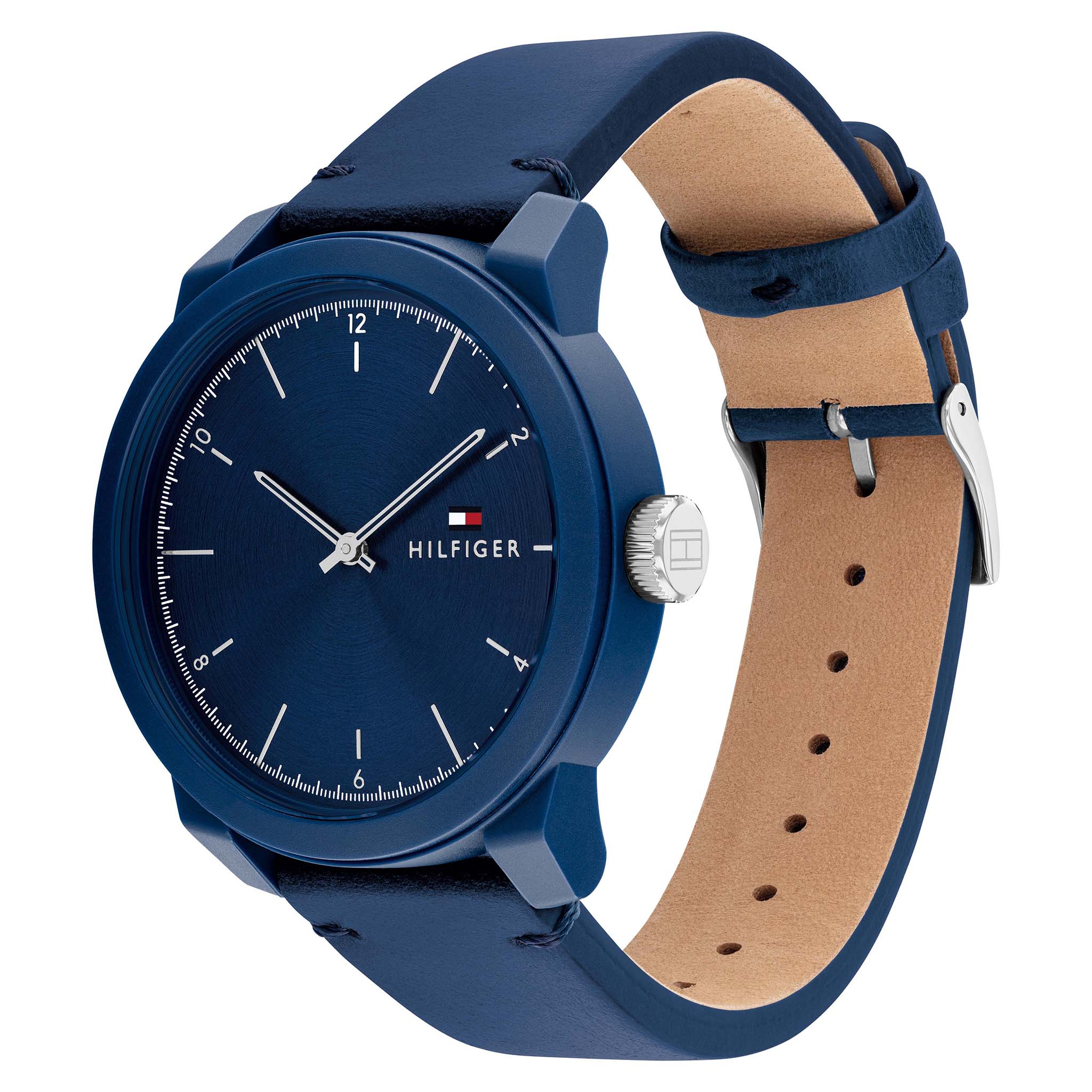 Tommy Hilfiger Leather Navy Dial Men's Watch - 1710543