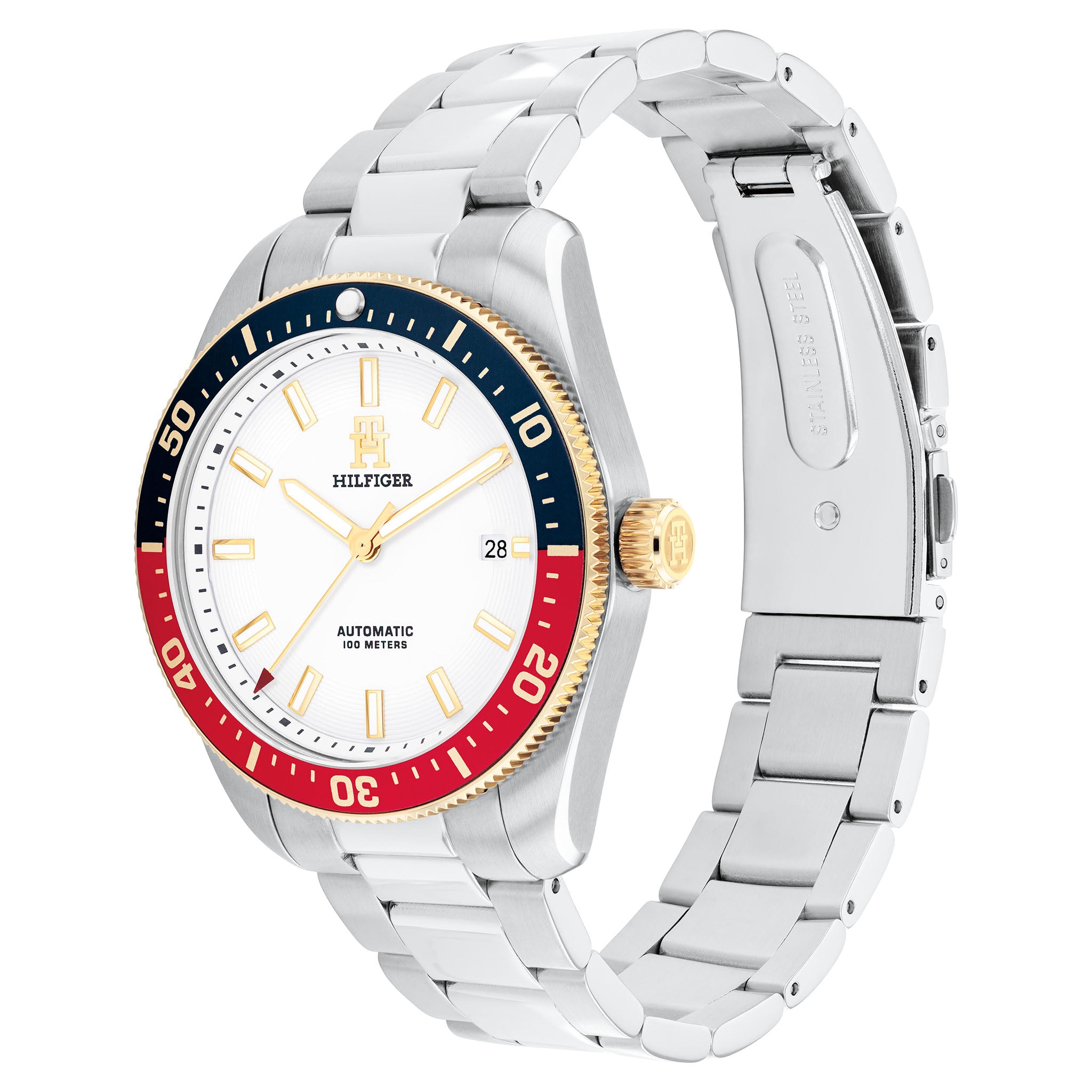 Tommy Hilfiger Silver Steel White Dial Mechanical-Automatic Men's Watch - 1710551