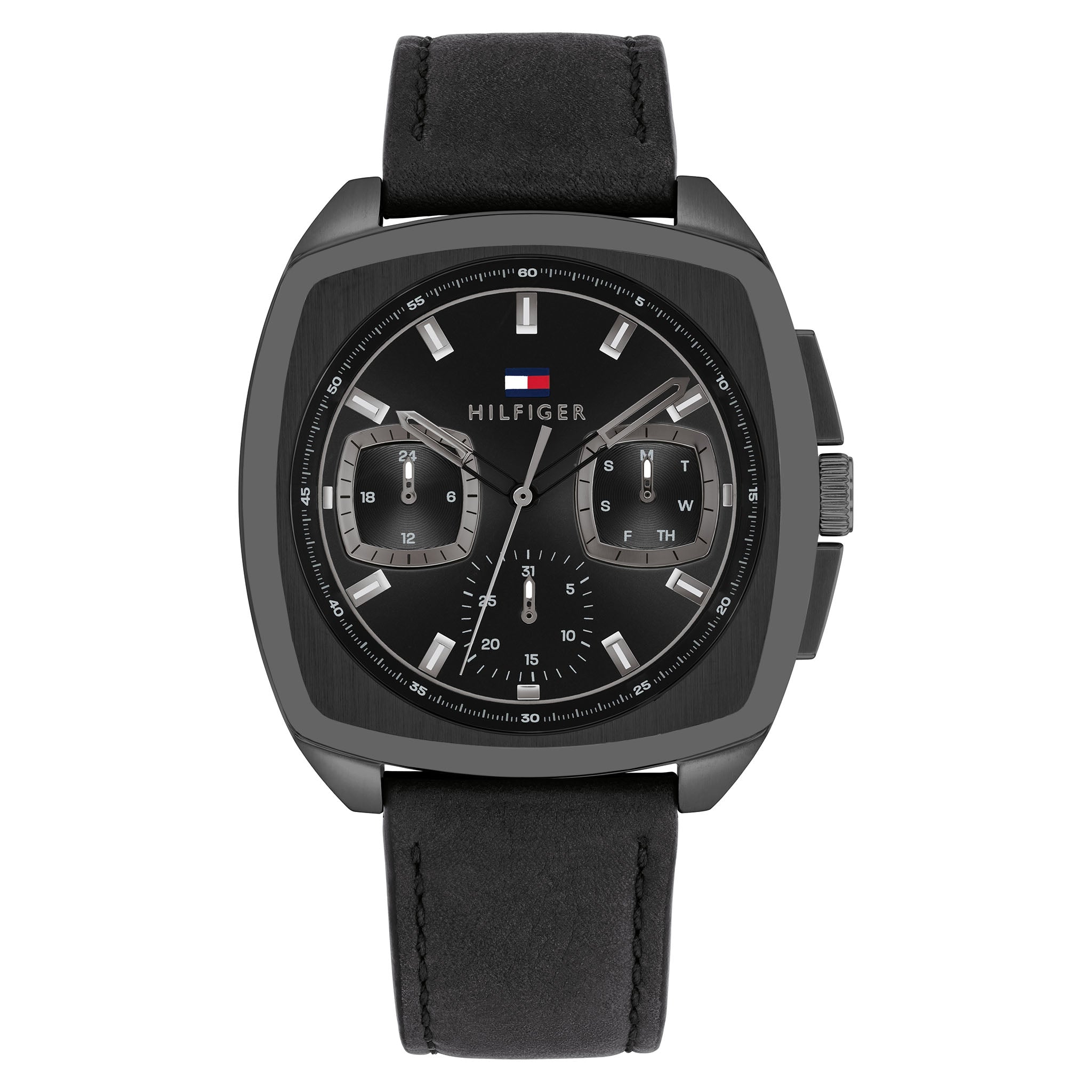 Tommy Hilfiger Leather Black Dial Multi-function Men's Watch - 1710556