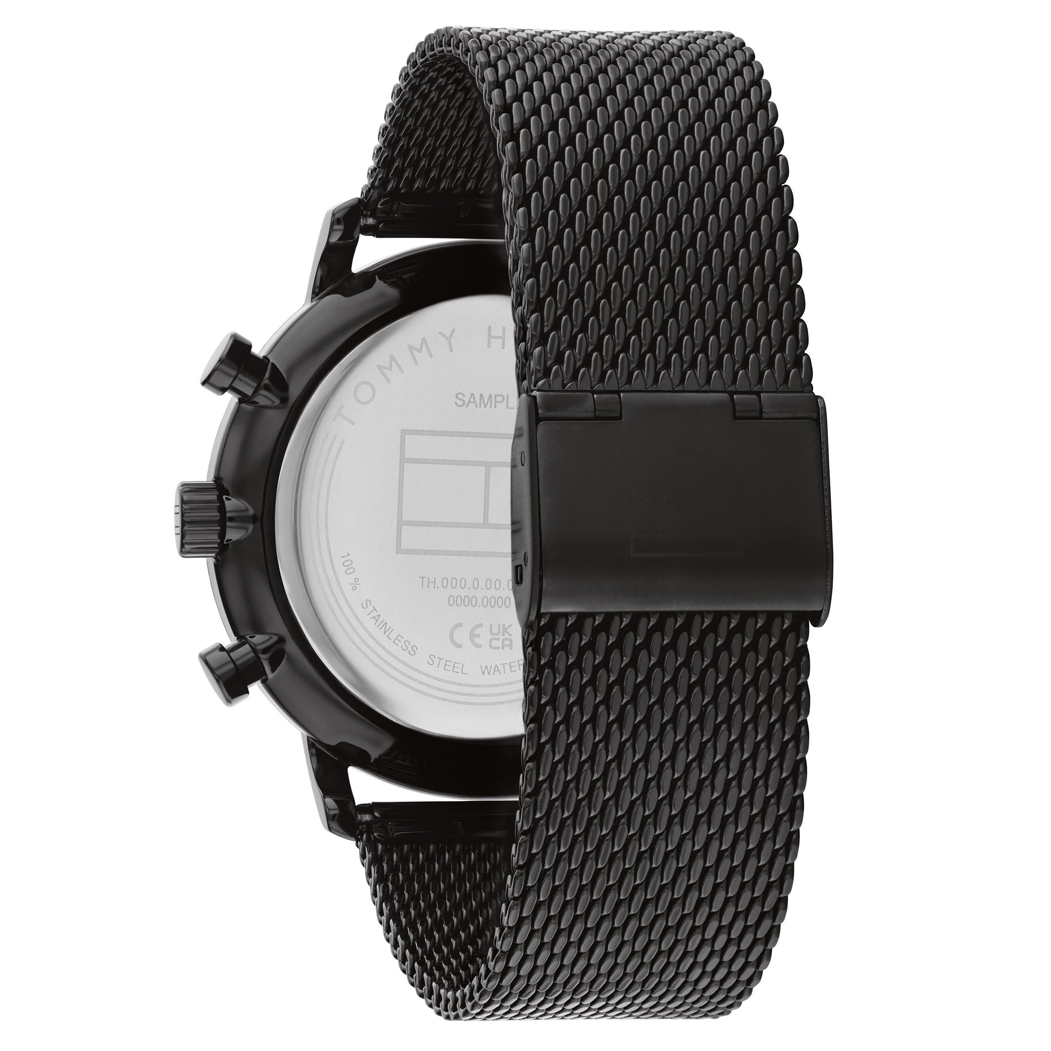 Tommy Hilfiger Black Steel Mesh Gold Dial Multi-function Men's Watch - 1710568