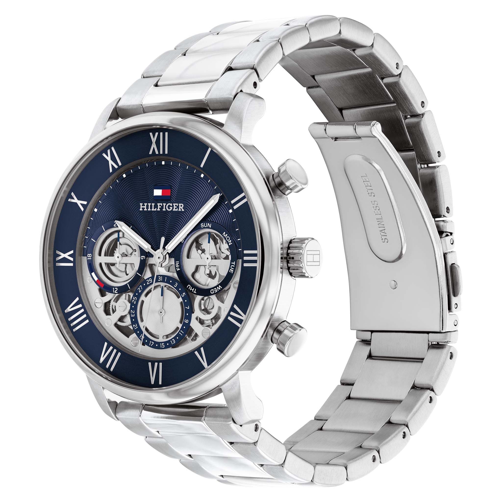 Tommy Hilfiger Silver Steel Navy Dial Multi-function Men's Watch - 1710569