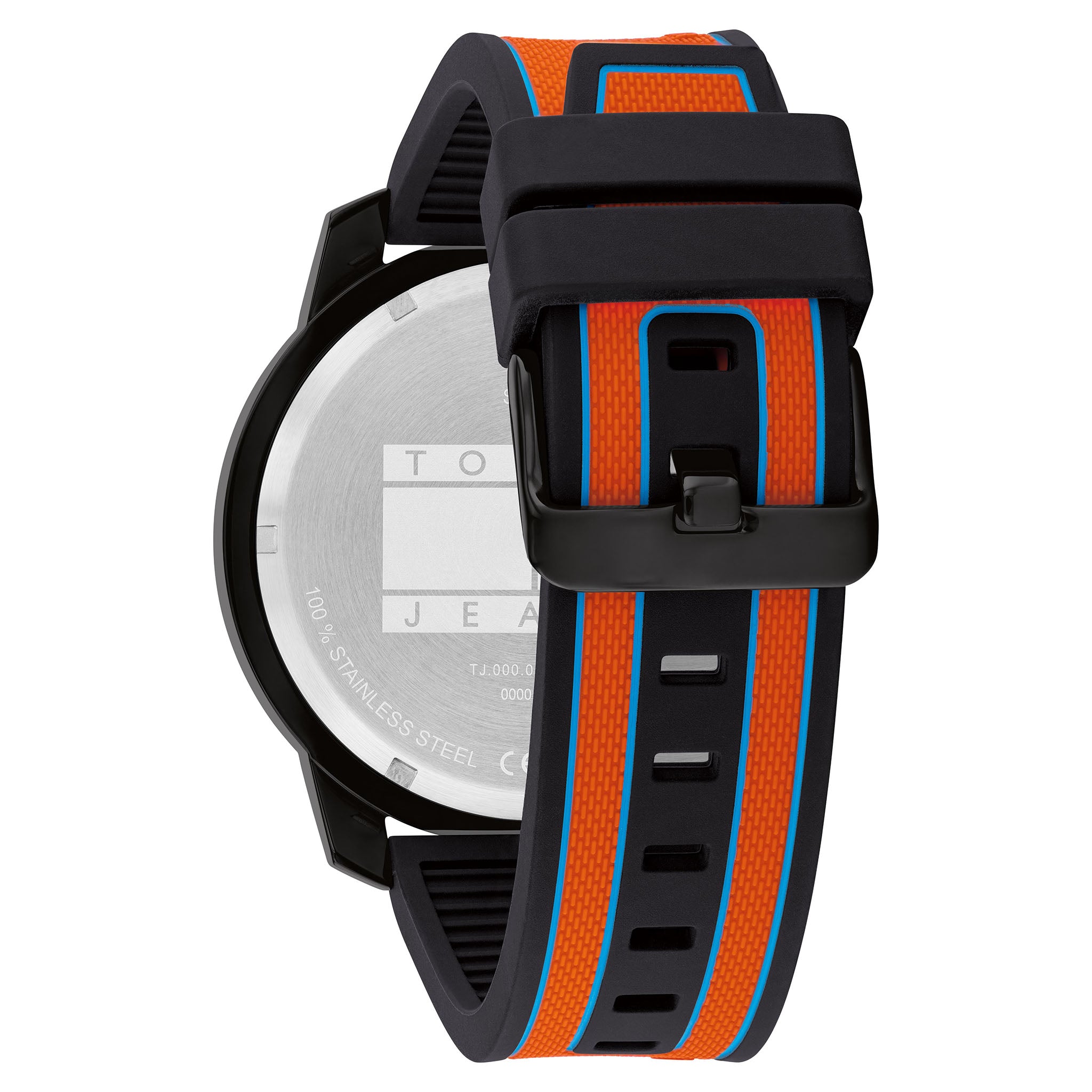 Tommy Hilfiger Black & Orange Silicone Multi-function Men's Watch - 1710583
