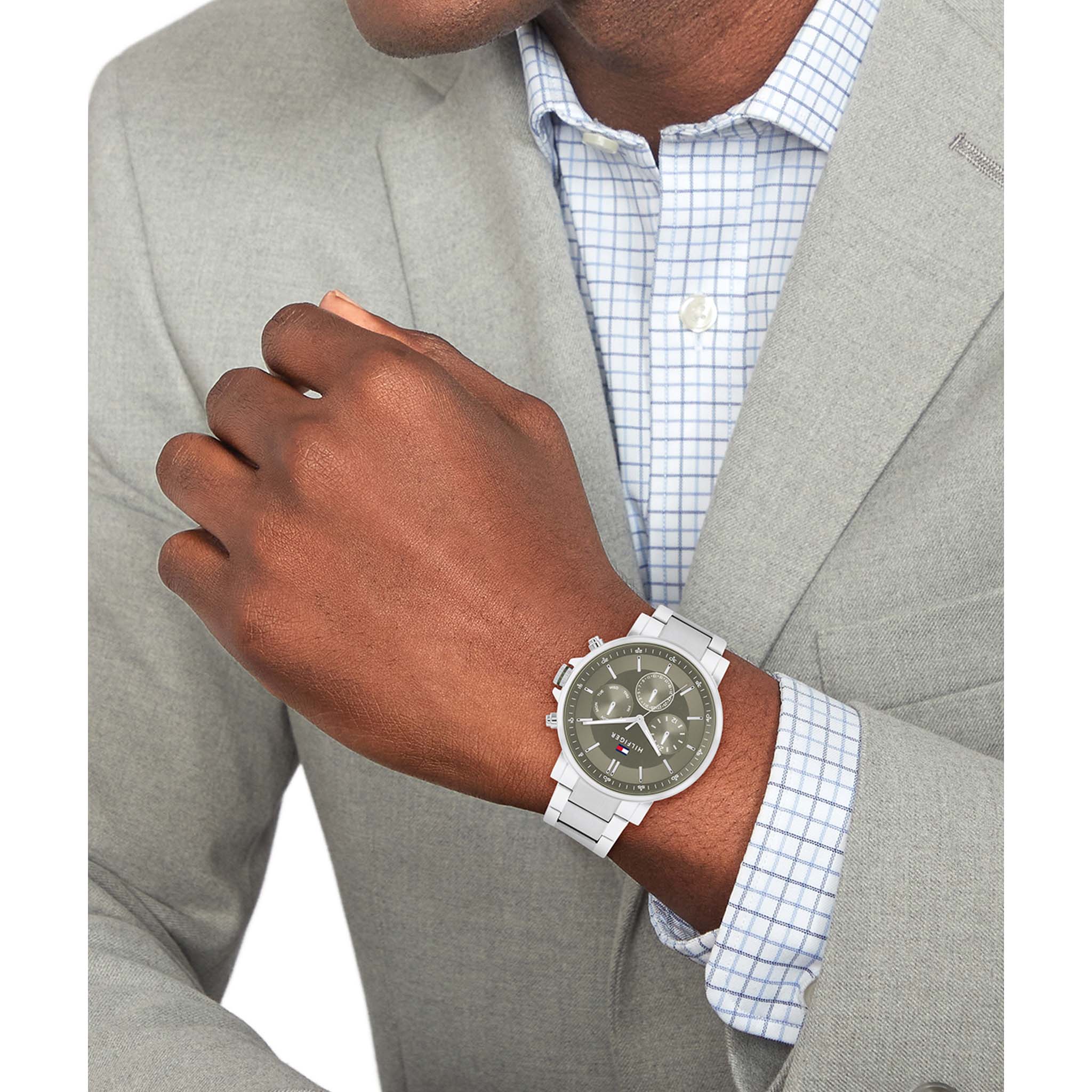 Tommy Hilfiger Stainless Steel Green Dial Multi-function Men's Watch - 1710587