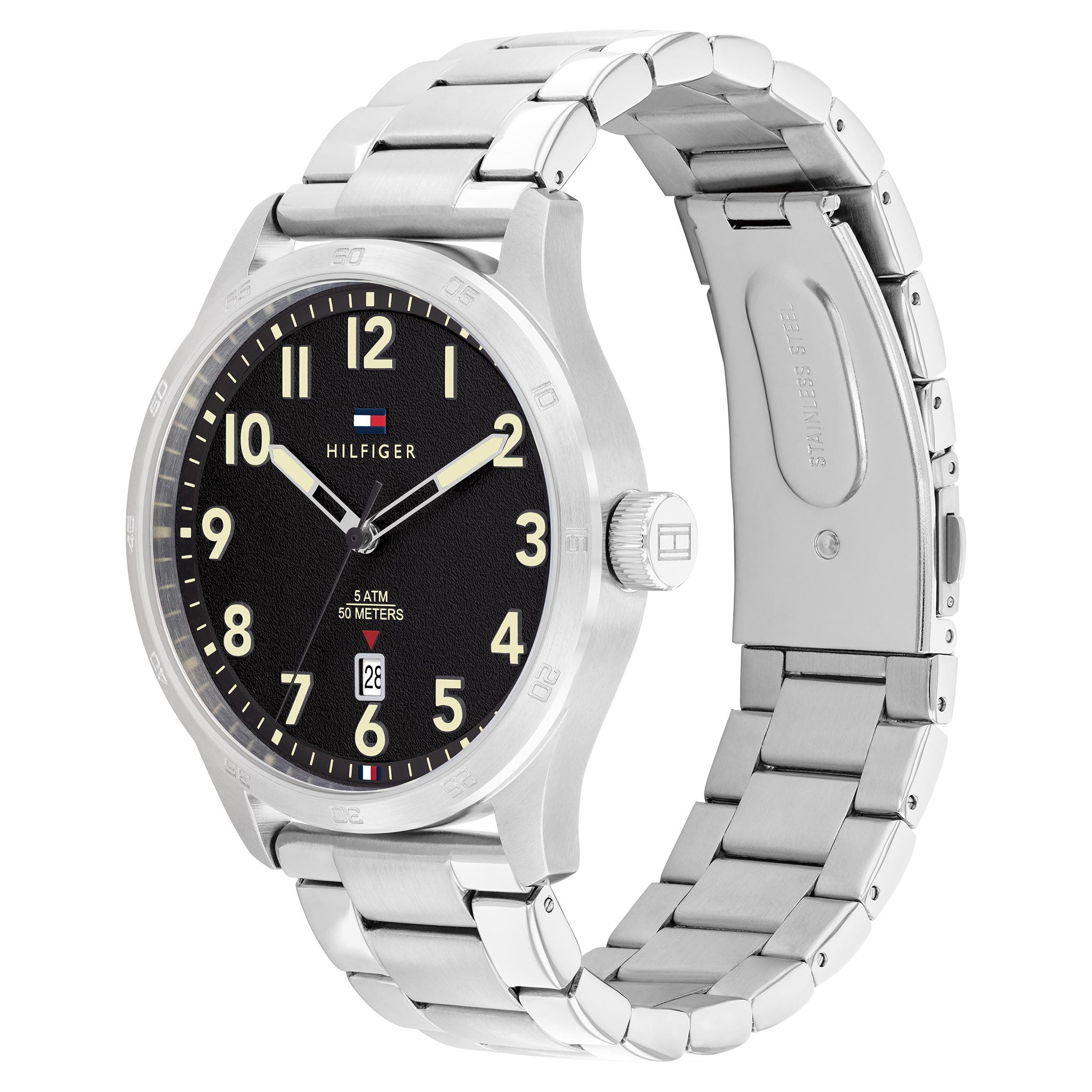 Tommy Hilfiger Silver Steel Black Dial Men's Watch - 1710594