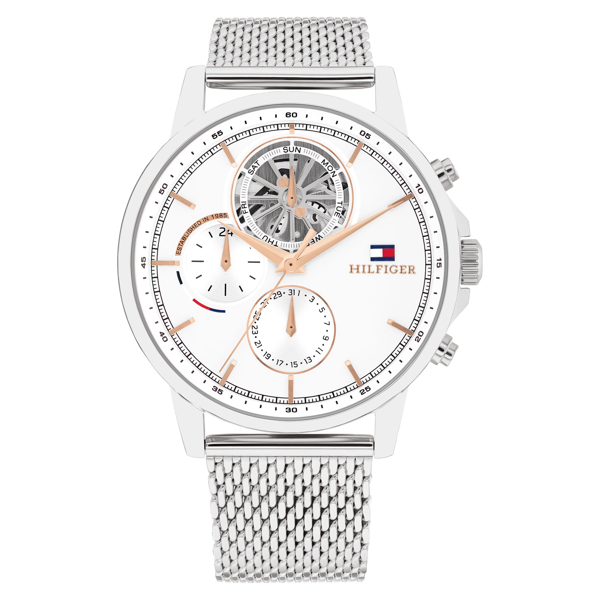Tommy Hilfiger Stainless Steel White Dial Multi-function Men's Watch - 1710682